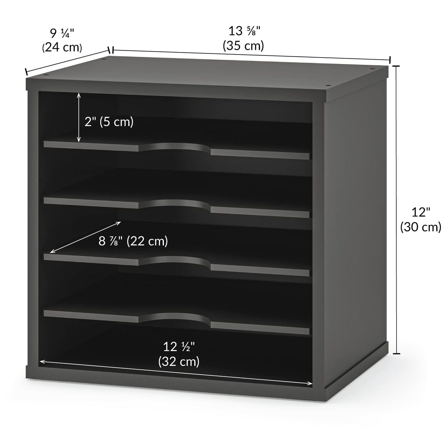 Ballucci File Organizer Paper Sorter, 5 Tier Adjustable Shelves Office Desk Organizer, 13 5/8" x 9 1/4" x 12", Black