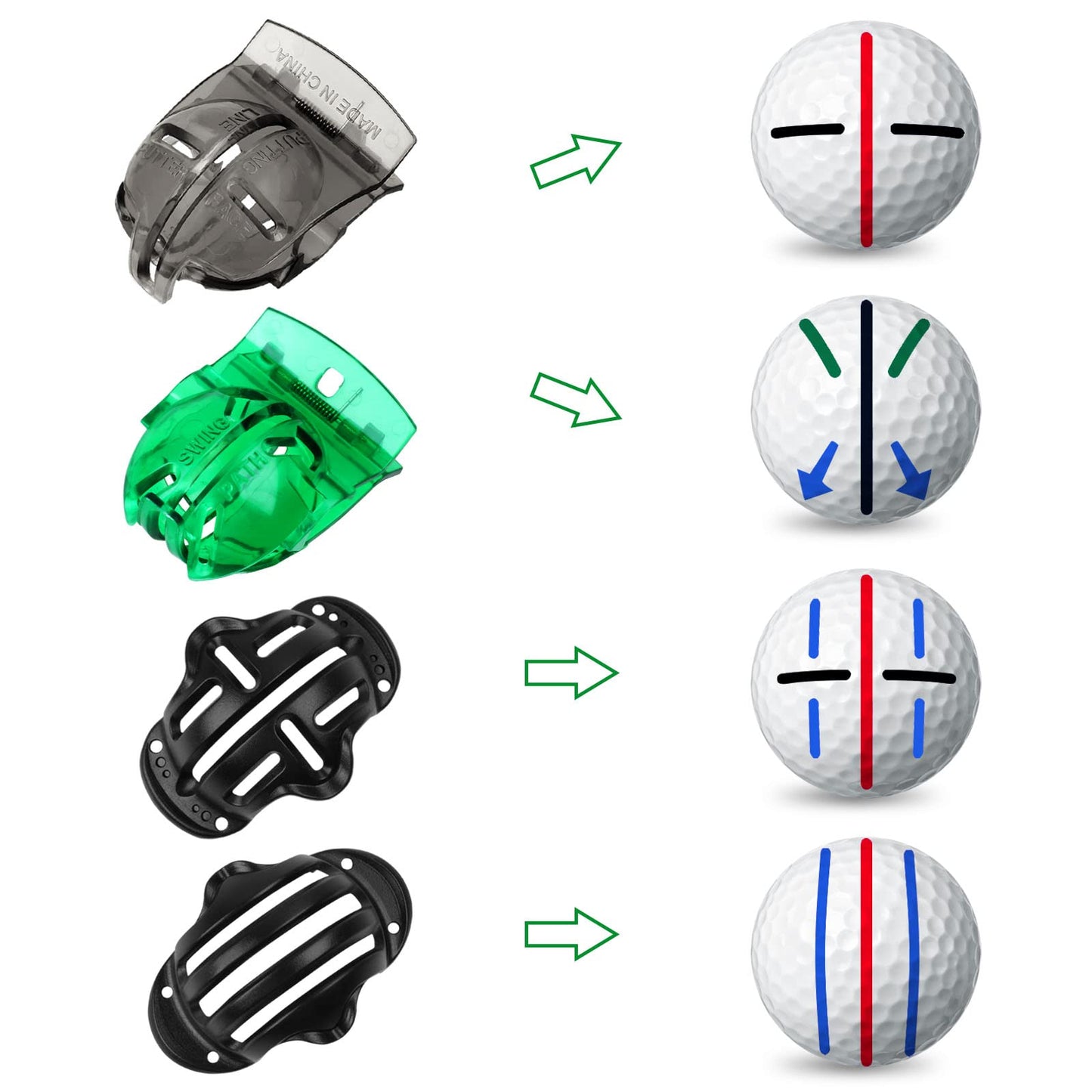8 Pack Golf Ball Marker Liner Drawing Marker, 4 Golf Ball Marker Stencil and 4 Color Golf Ball Markers, Golf Ball Line Marker Tool, Golf Ball Alignment Marking Tool for The Golfer