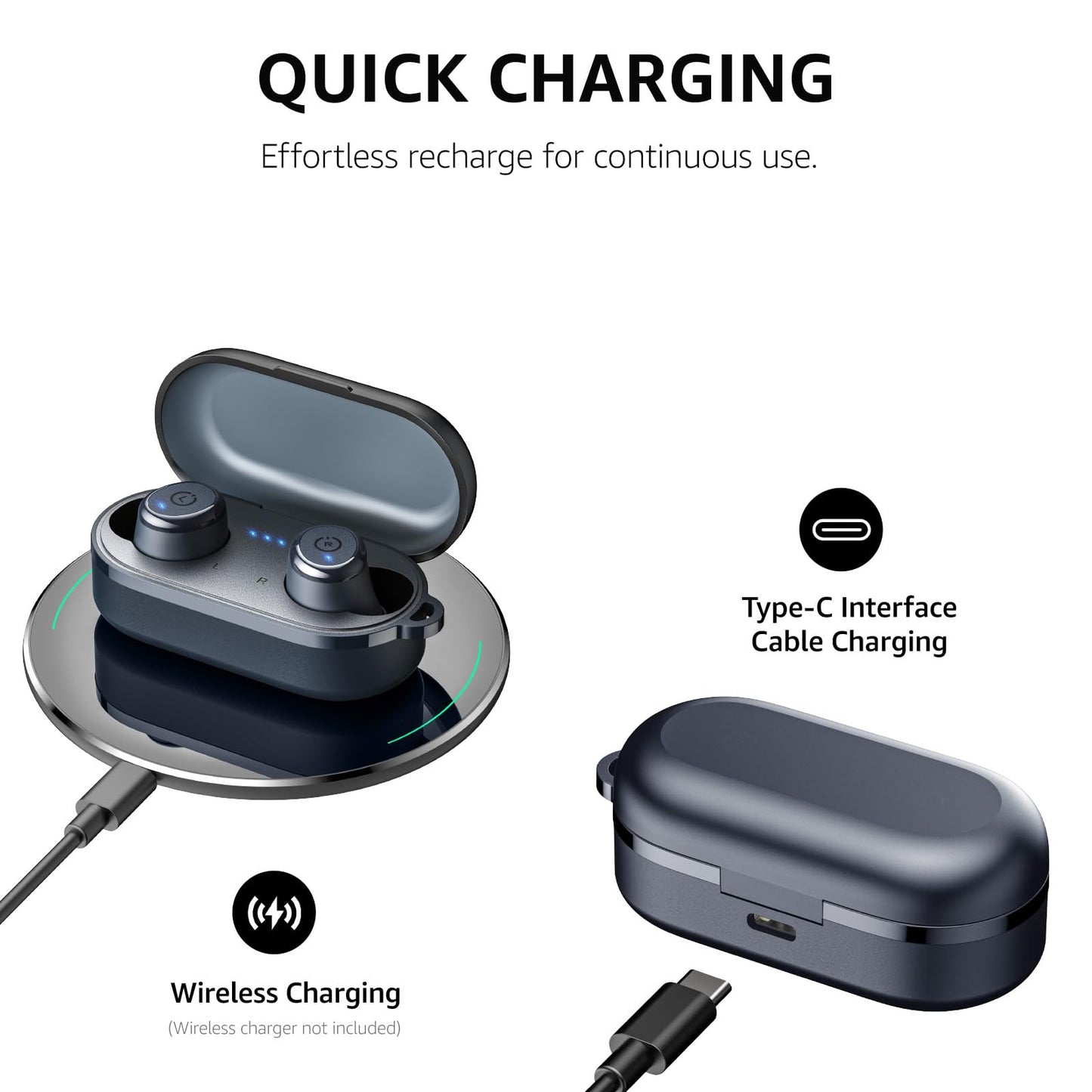 TOZO T10 Wireless Earbuds Bluetooth 5.3 Headphones, App Customize EQ, Ergonomic Design, 55H Playtime, Wireless Charging Case, IPX8 Waterproof Sound in-Ear Headset, 2025 New Version