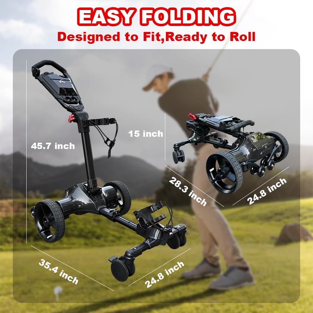 Icango caddy G3 Electric Golf cart,Electric Golf Caddy That Follows You,Anti-Tipping, 45H Battery, 3-Motion Folding Design, All-Terrain (App/Remote/Manual Control), Black