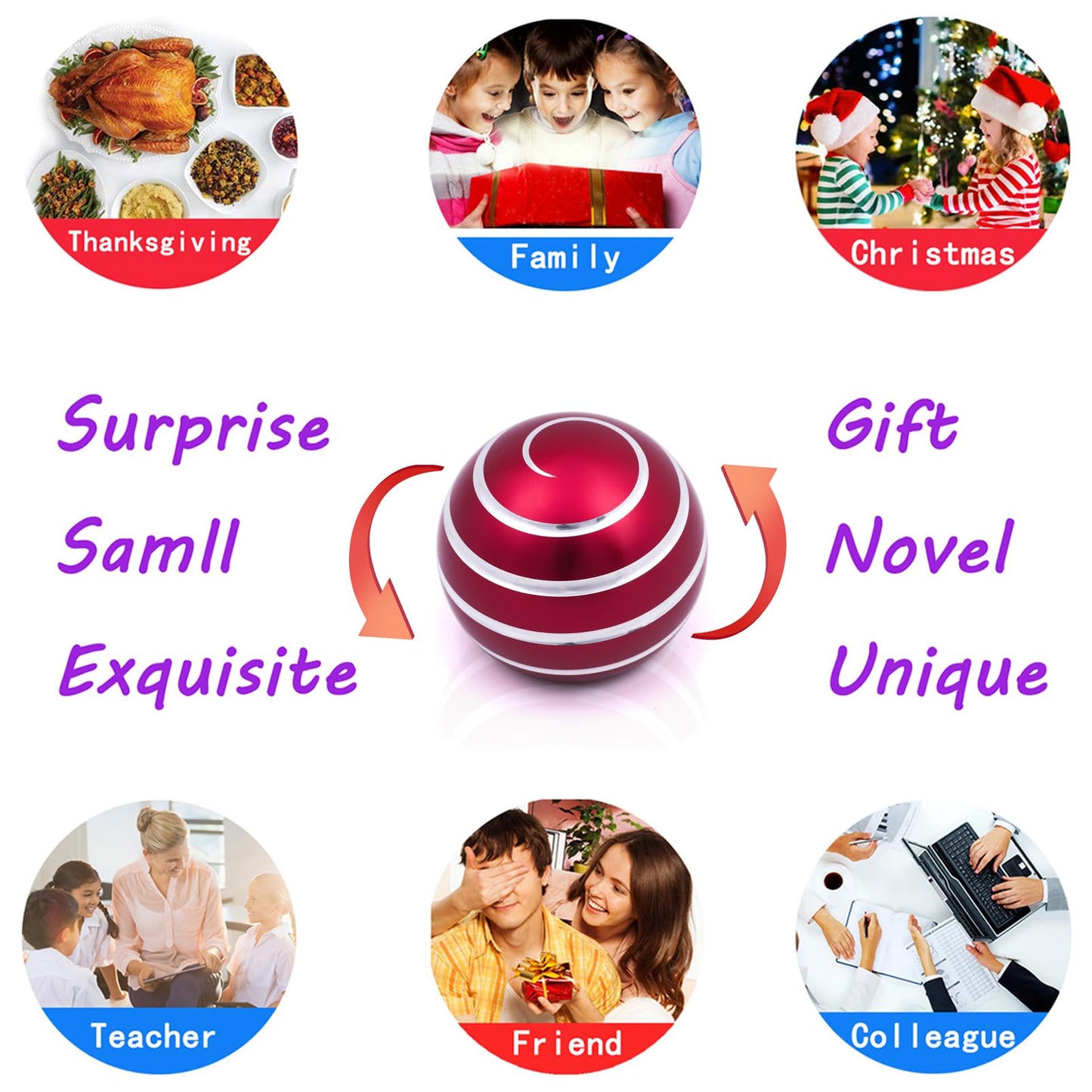 Desk-Kinetic-Toys Cool-Gadgets for Fidget: Cool-Stuff-Thing Game Toy for Adult Teen Children Kid, Stress Relief Optical-Illusion Gifts for Office School Home Man Women Christmas Spinning 180 Seconds