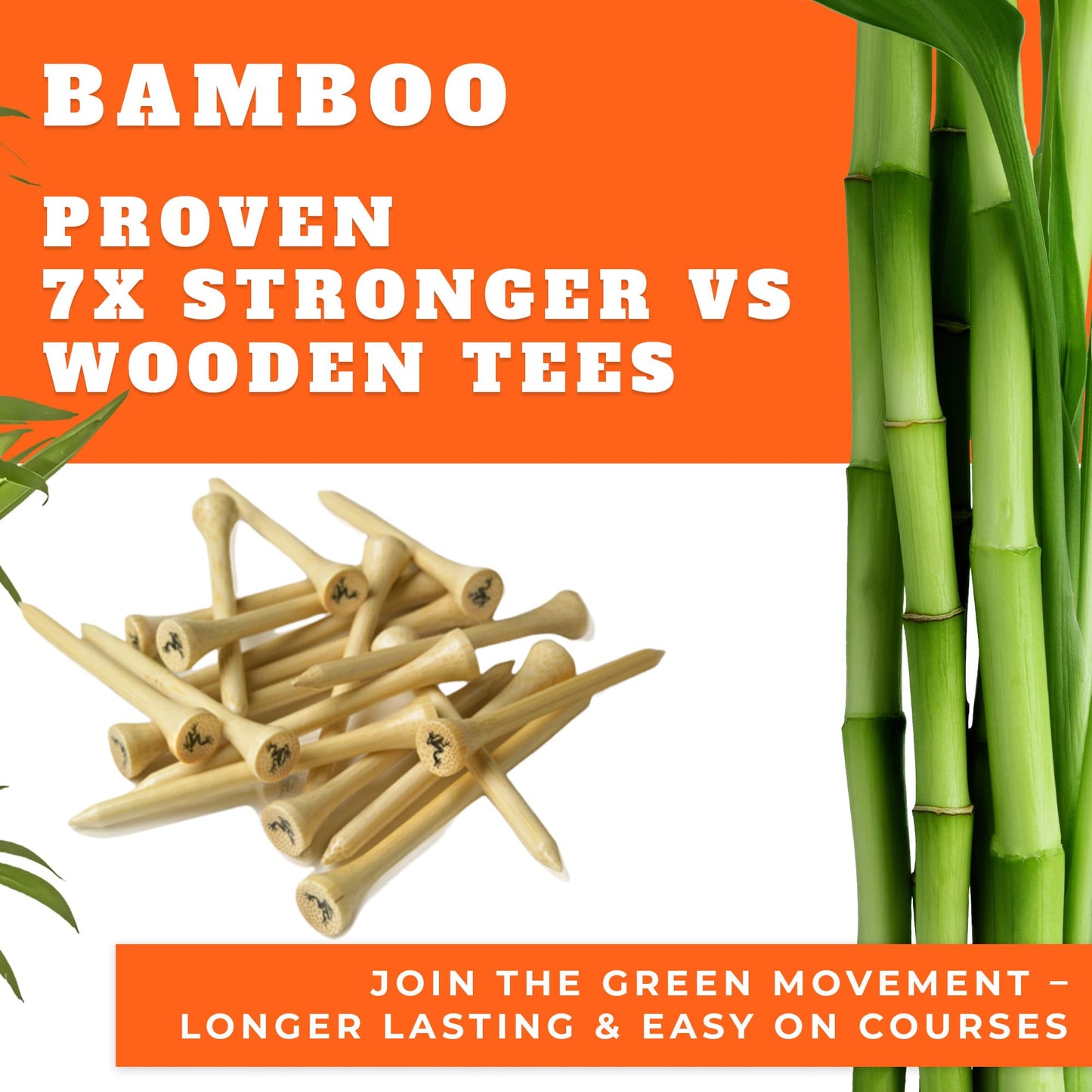 Frogger Green Monsters Bamboo Golf Tees, 50 Count (2-3/4"), Made from Ultra-Strong and Sustainable Bamboo, Stronger Than Traditional Hard Wood Tees