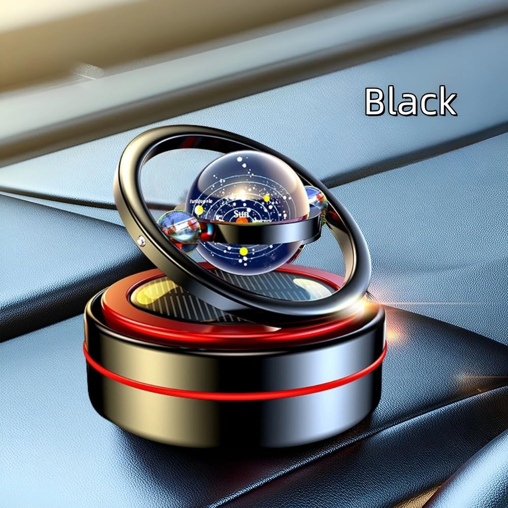 EAONITU Solar System Fidget Spinner, Lucky Car Automotive Dashboard Home Office Decoration Mother's Day Birthday Gift Exchange, Automatic Sun Powered Aroma Diffuser Perfume Not Included (Galaxy Black)