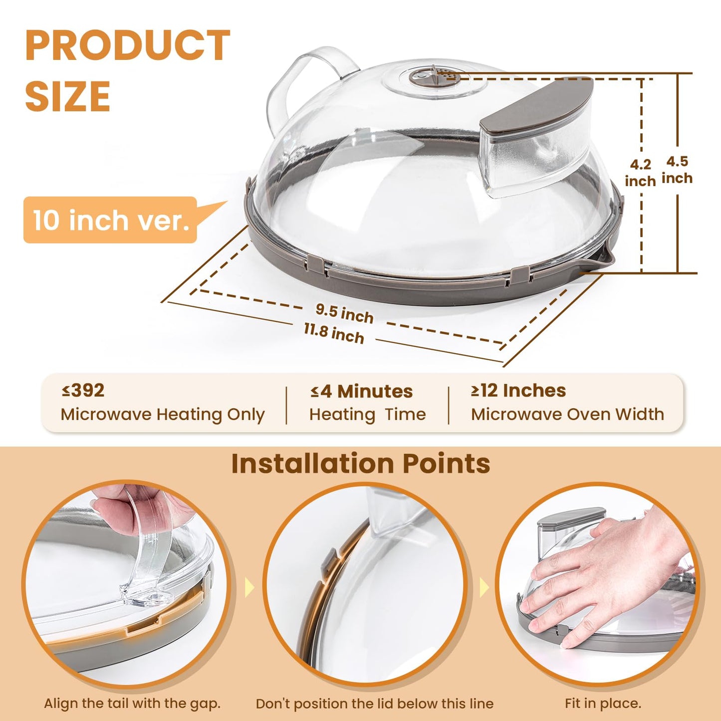Gracenal Microwave Splatter Cover for Food, Upgraded Microwave Cover with Water Steamer, Integrated Handle, 10” Plate Covers, Splatter Guard, Kitchen Gadgets & Accessories, House Essentials for Gift
