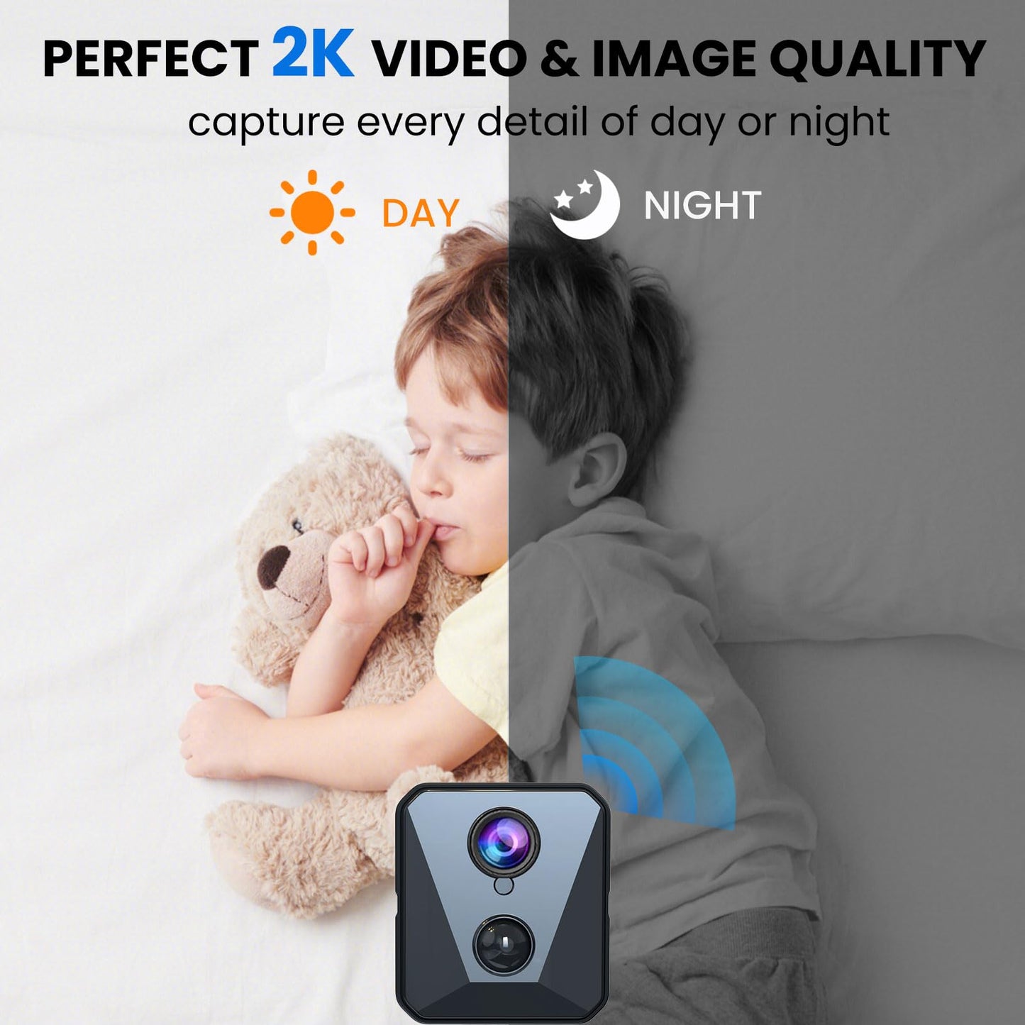 Funstorm 2025 Upgraded Spy Camera-Hidden Camera-4K HD WiFi Camera, Clear Night Vision, Wireless Security Camera, 100 Days Battery Life, Nanny Camera, Indoor Camera for Pet/Baby,AI Motion Detection
