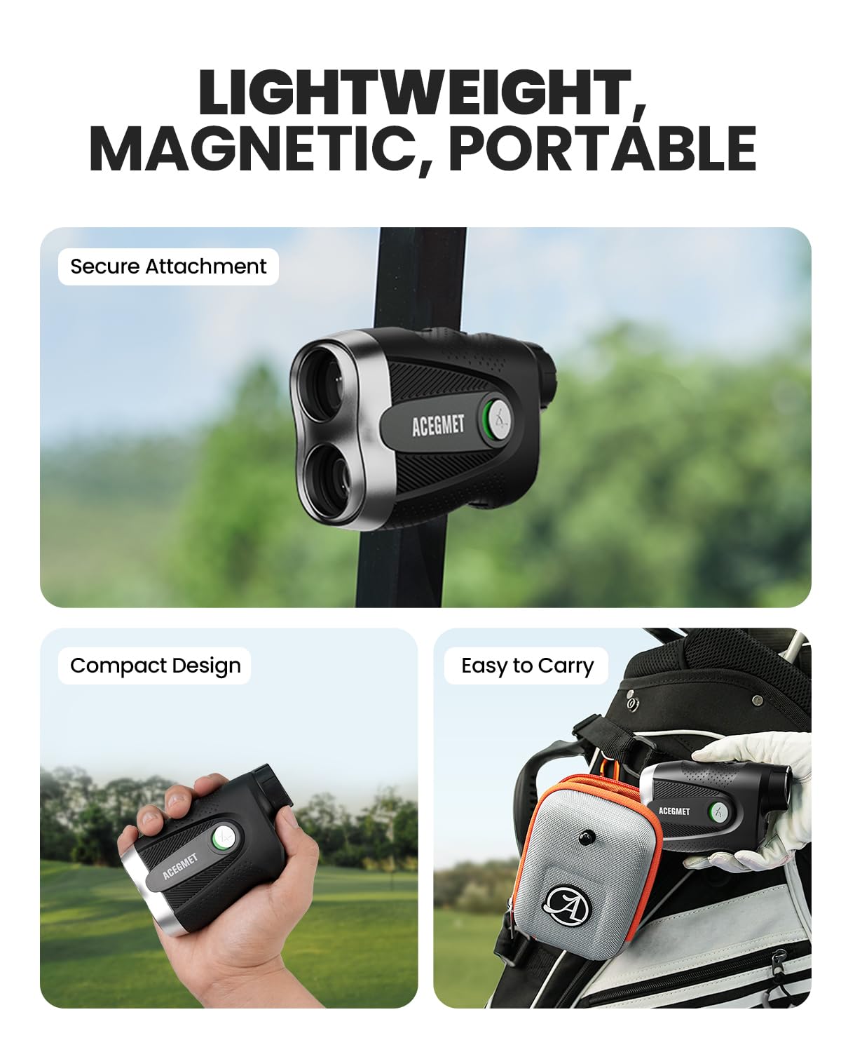 ACEGMET PF2C Golf Rangefinder with Slope, 0.3s Flag Pole Locking Vibration, ±1yd Accuracy, 870 Yards Rechargeable Laser Range Finder Golf with Magnetic, Golf Accessories for Men