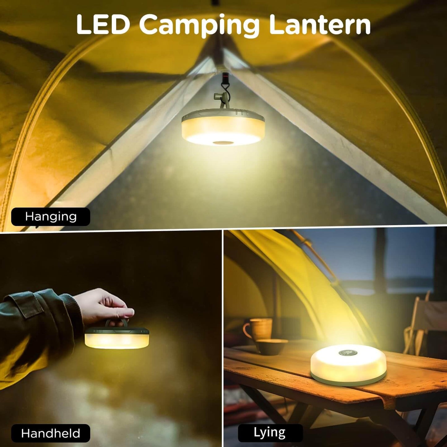 OGERY Camping String Lights, 4 in 1 Quick Storage 32.8FT Rechargeable Tent Lights String with 8 Lighting Modes, Hanging Waterproof Portable LED Lamp for Outdoor Patio Awning Garden Party Essentials