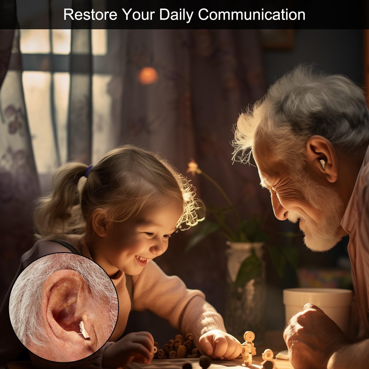 Rechargeable Hearing Aids for Seniors Adults, OTC In-the-Ear Hearing Aid Not Amplifier, Hearing Aides for Men Women Hearing Loss, Invisible Hearing Ear Buds Earbuds, Useful Elderly Gifts