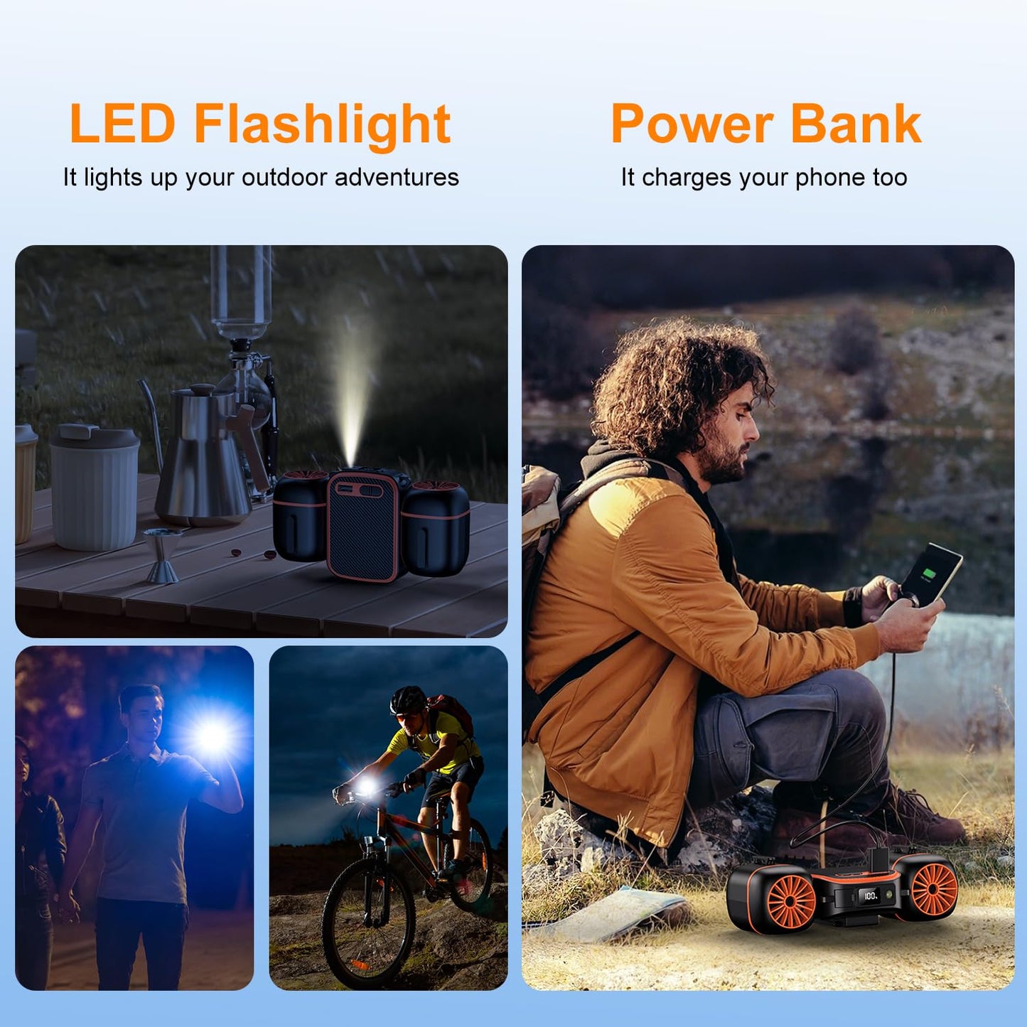 Dogean 2025 Portable Waist Fan with Dual Small Fans for 10 times Strong Wind & Wide Cooling Area 10000mAh Battery Over 30H Working Time Hands-Free Fan with Belt for Outdoor, Sports, Travel(223A黑橘色