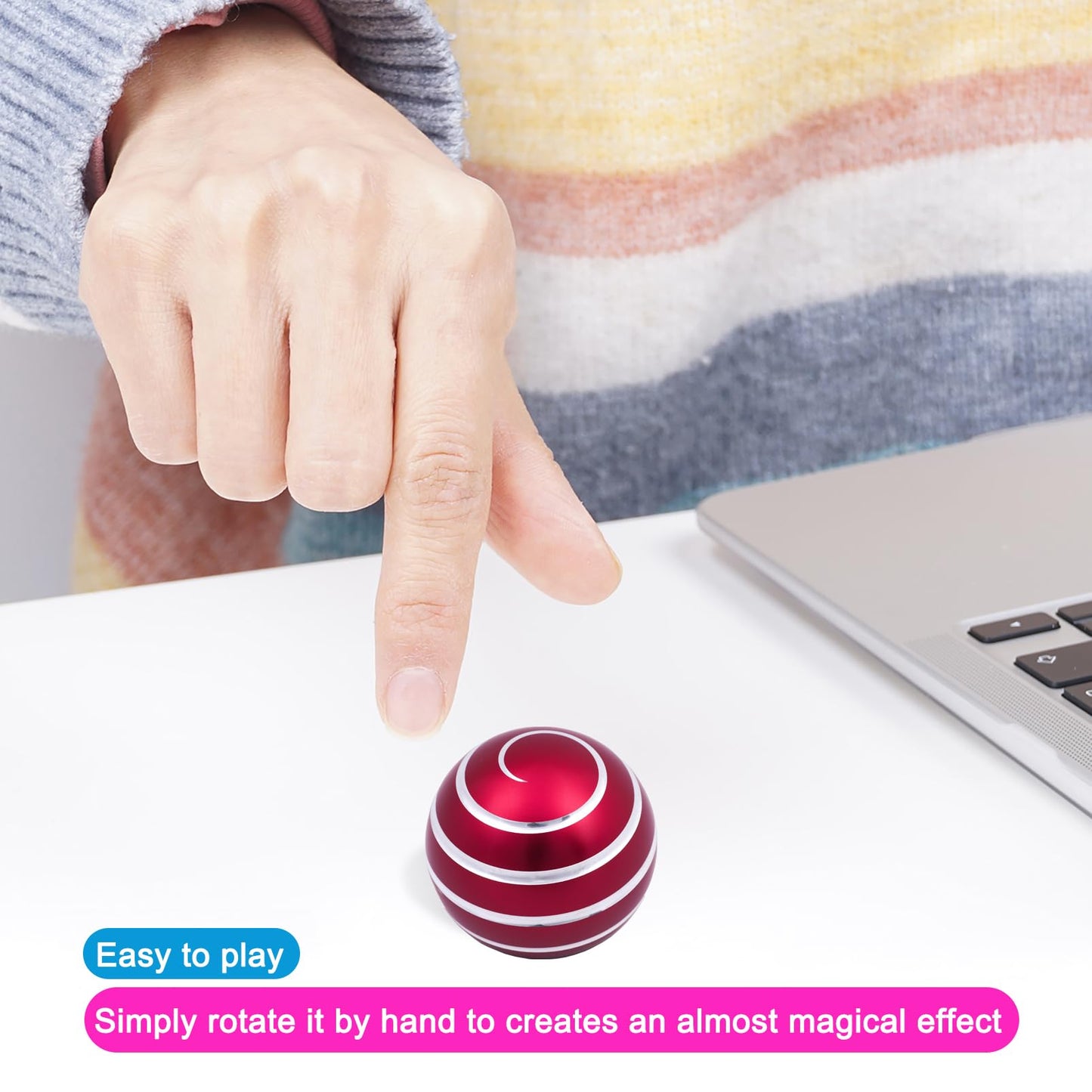 Desk-Kinetic-Toys Cool-Gadgets for Fidget: Cool-Stuff-Thing Game Toy for Adult Teen Children Kid, Stress Relief Optical-Illusion Gifts for Office School Home Man Women Christmas Spinning 180 Seconds