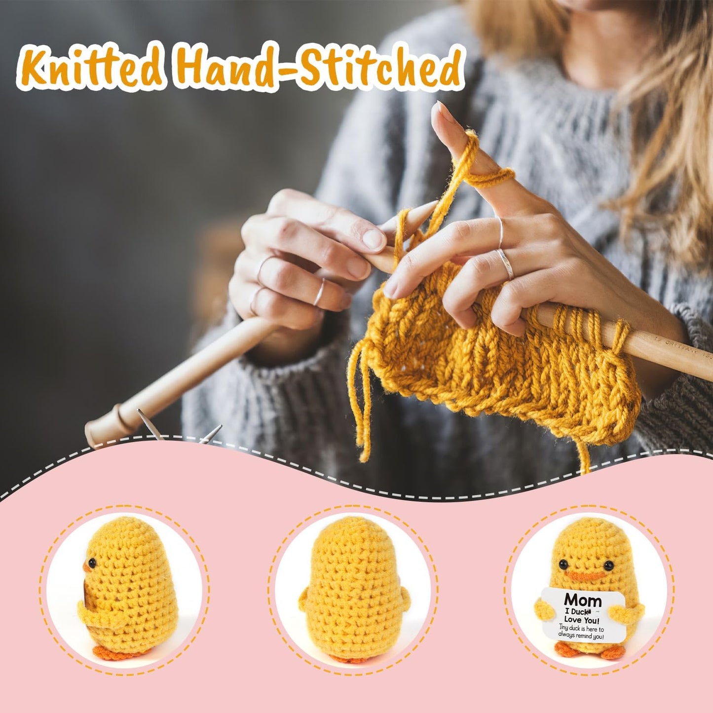 MBL Gifts for Mom Mothers Day - I Duck Love You Mom, Handmade Crochet Funny Cool Cute Small Duck Unique Presents for Birthday Mama Bonus Step Mother Mother's Stocking Stuffers