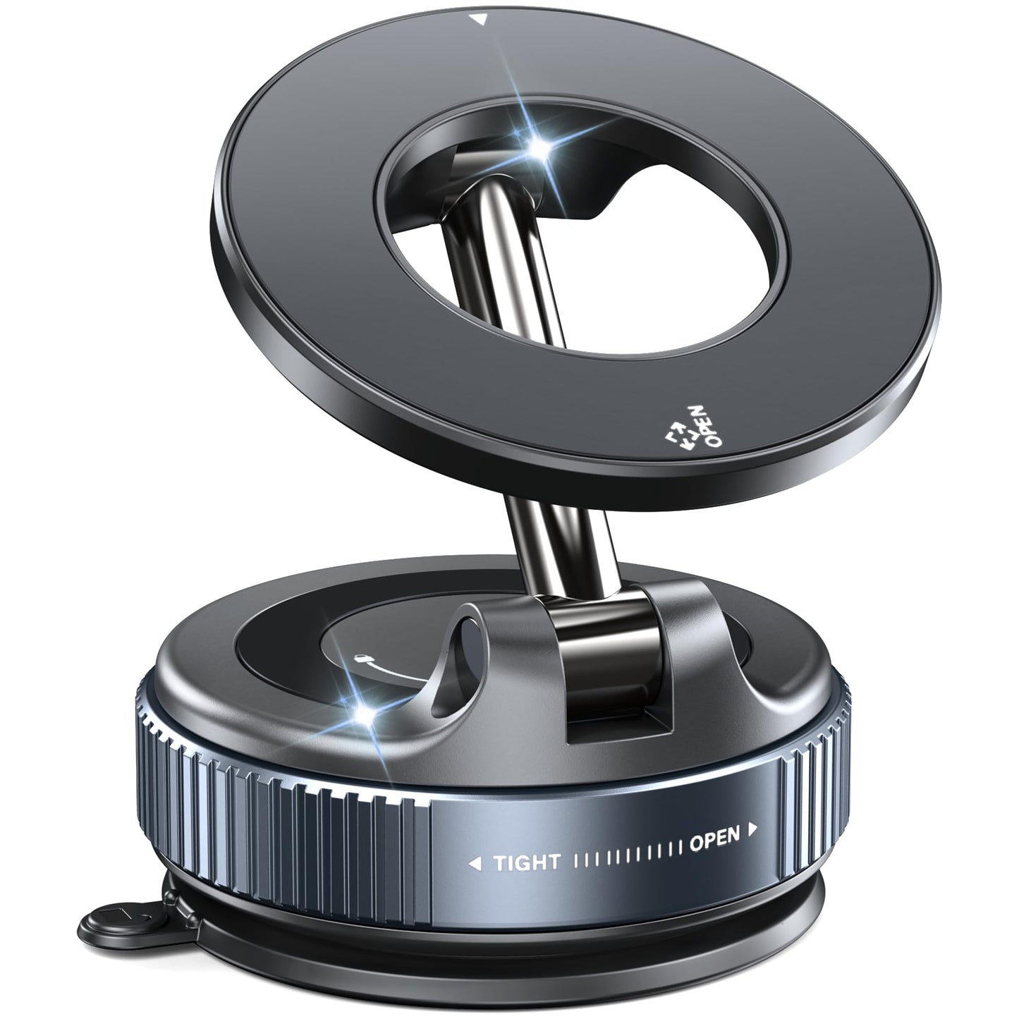 CreaDream Car Phone Mount for Magsafe, Ultra Strong Vacuum Magnetic Suction Cup Cell Phone Holder with 360° Rotation, Foldable Phone Holders for Your Car, Car Accessories for All Smartphones(Black)
