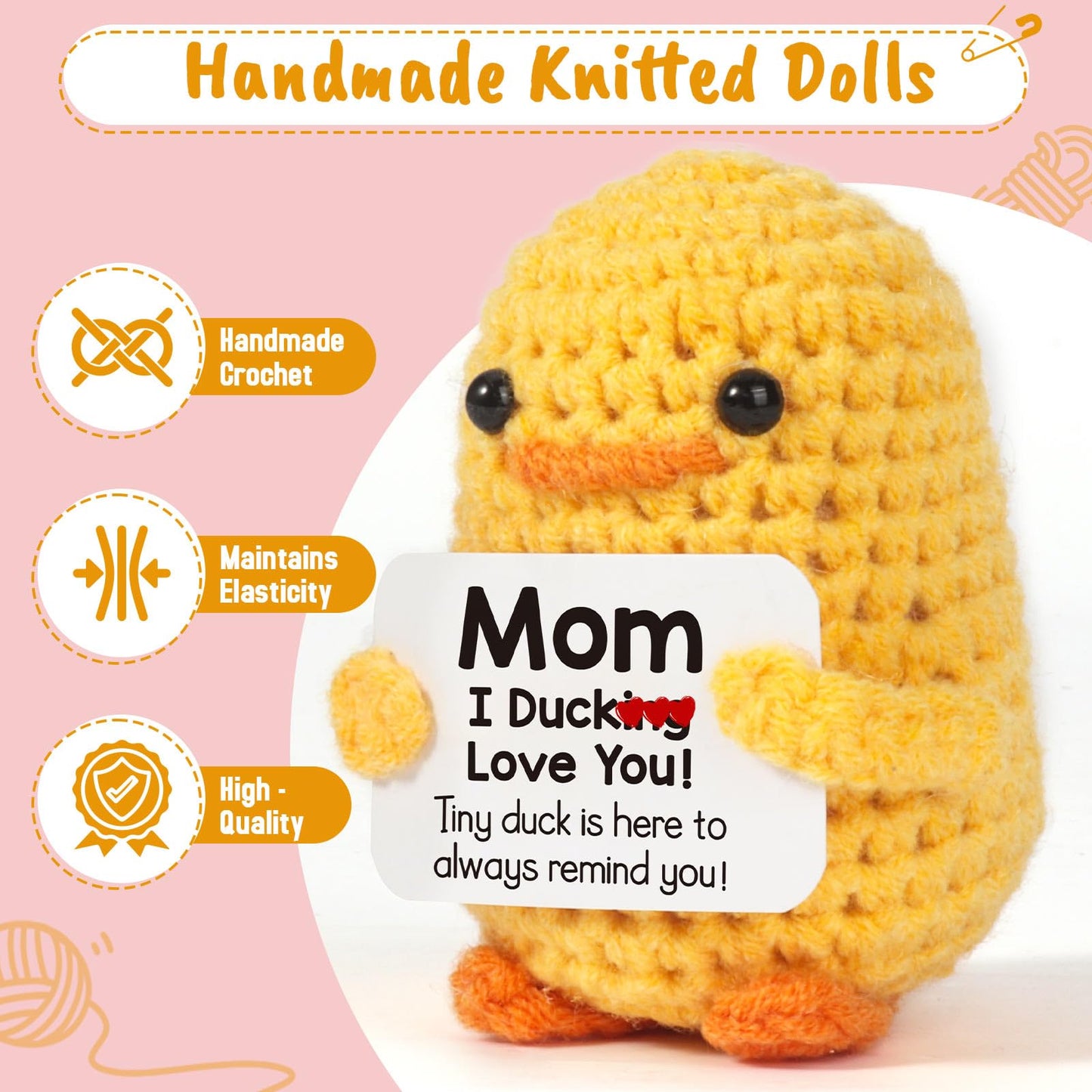MBL Gifts for Mom Mothers Day - I Duck Love You Mom, Handmade Crochet Funny Cool Cute Small Duck Unique Presents for Birthday Mama Bonus Step Mother Mother's Stocking Stuffers
