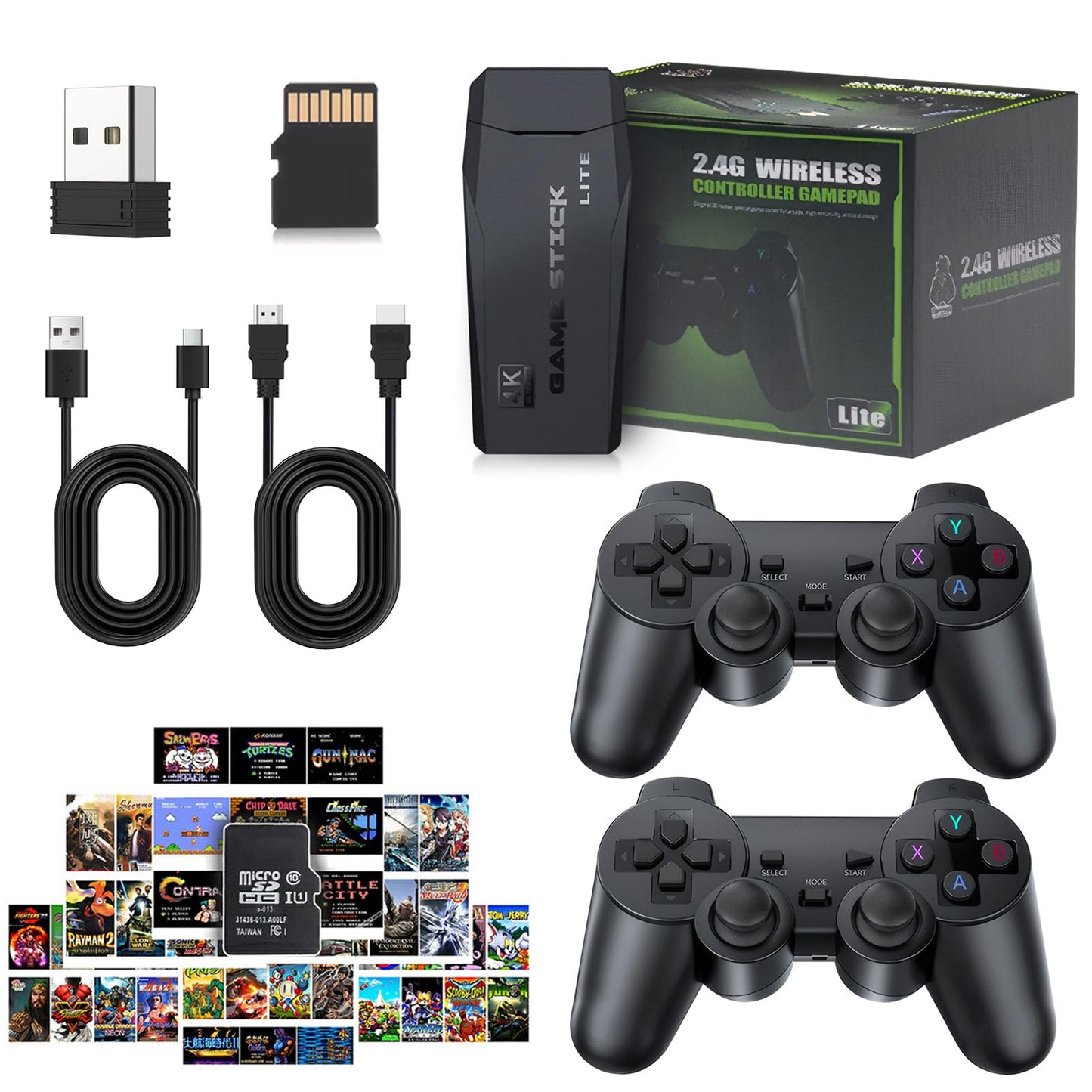 20000+ Games,2025 Newest Home Game Console Wireless Double Handle PSP Arcade Double TV Game Console Plug and Play Video Game Stick, HDMI Output TV, Gift for Kids and Adults (64G)