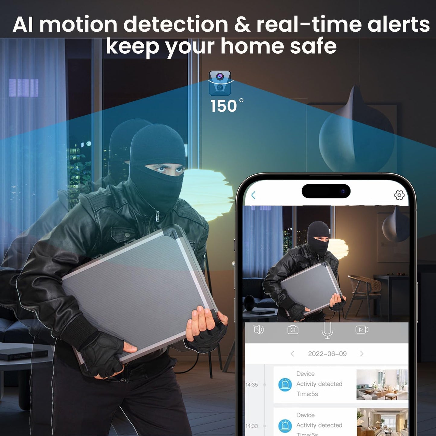 Funstorm 2025 Upgraded Spy Camera-Hidden Camera-4K HD WiFi Camera, Clear Night Vision, Wireless Security Camera, 100 Days Battery Life, Nanny Camera, Indoor Camera for Pet/Baby,AI Motion Detection