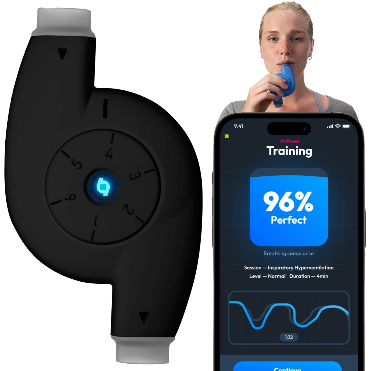 Oumua Smart Breathing Trainer | Lung Trainer with AI-Powered Oumua App | Lung Exerciser Device 30+ Training Protocols to Improve Wellbeing and Athletic Perfrormance