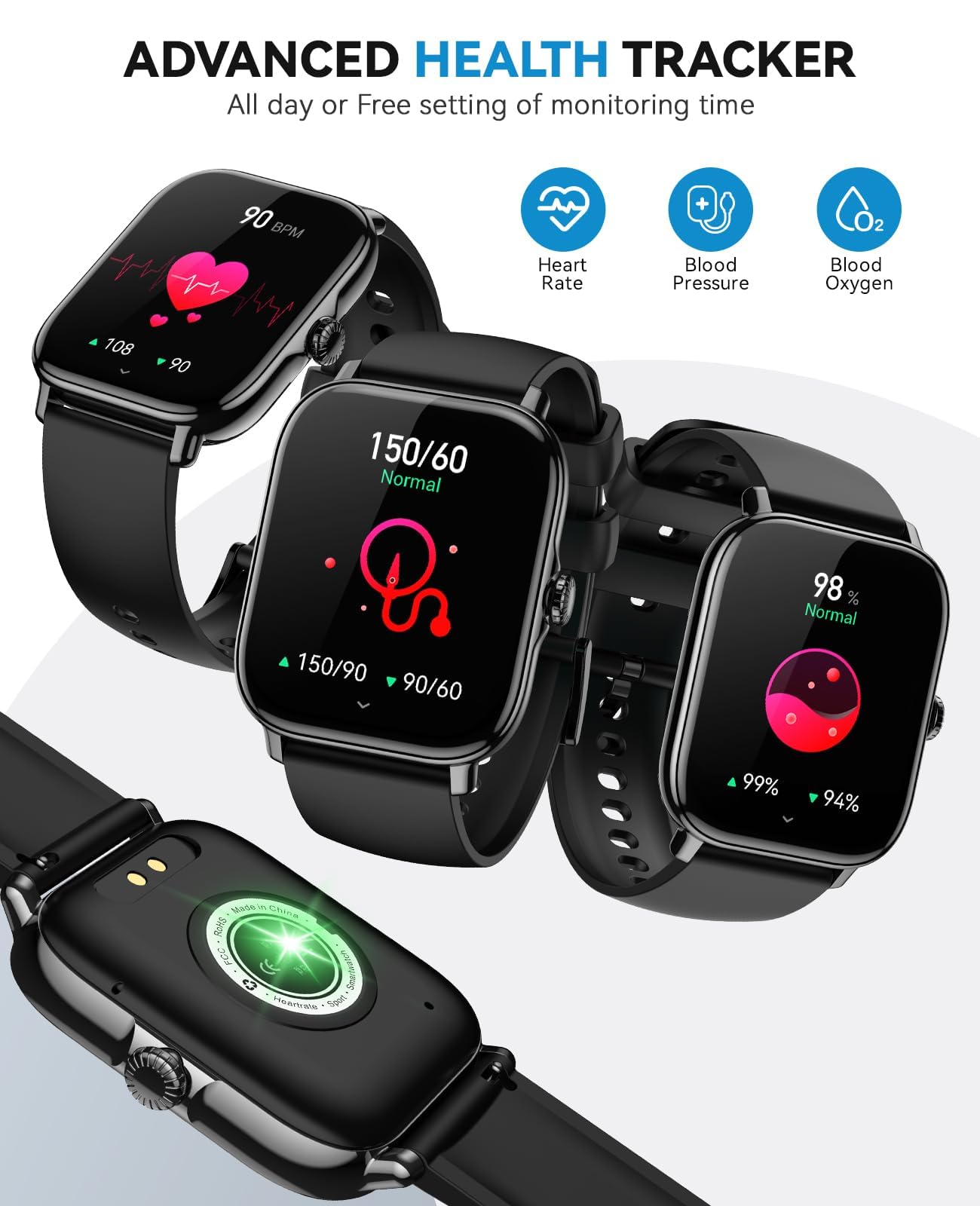 Smart Watch for Women Men- Answer/Make Call, 2025 IP68 Waterproof Fitness Step Sleep Tracker Watch with Monitor Activity Counter Smartwatch for Andriod iPhone iOS Samsung Compatible