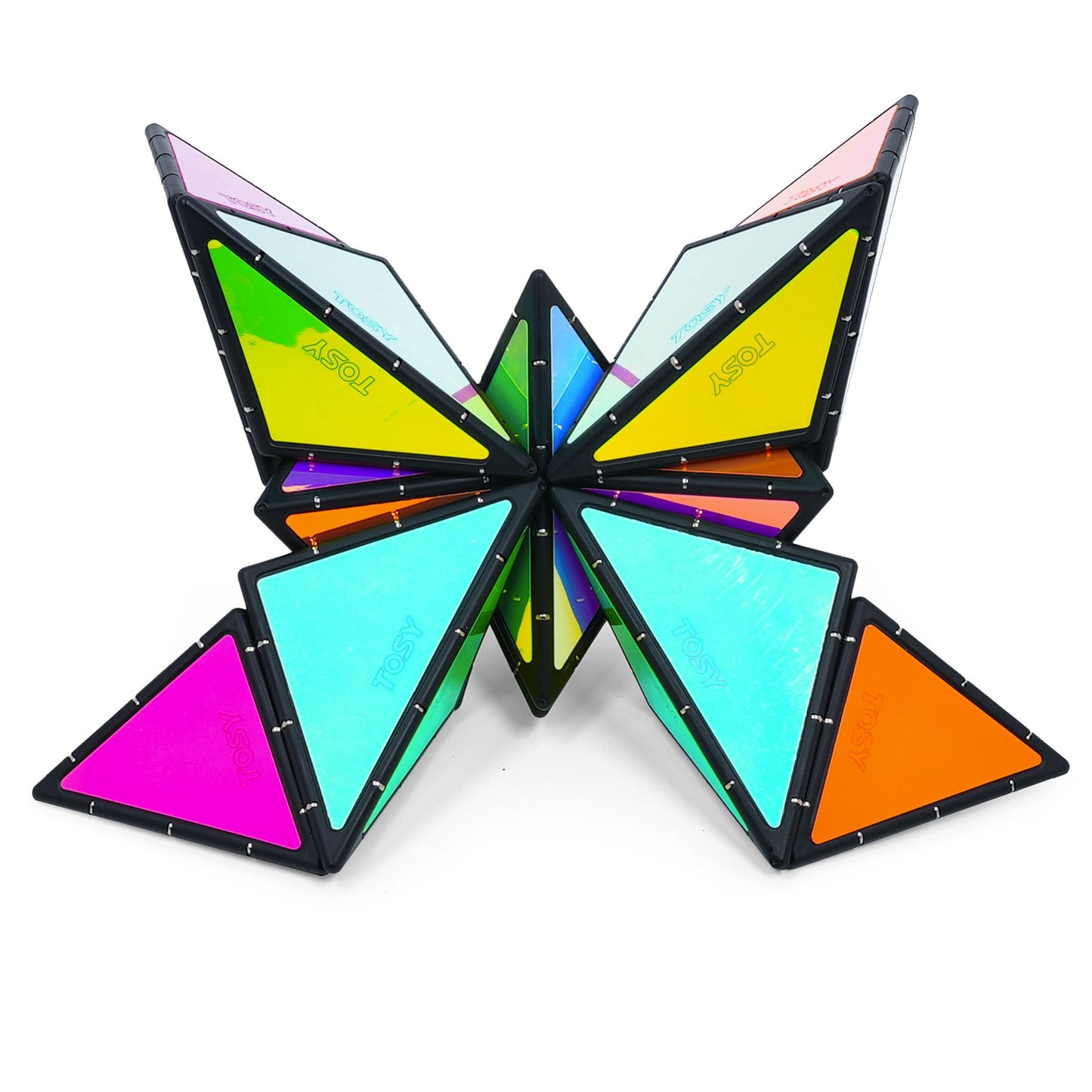 TOSY Magnet Pyramid Glow - 1 Cube Transforms into 1 Billion Shapes, Easter Basket Stuffers Essentials for Kids/Teens, 243 Rare Earth Magnets, Glowing, Holographic Design, Puzzle/STEAM Toy