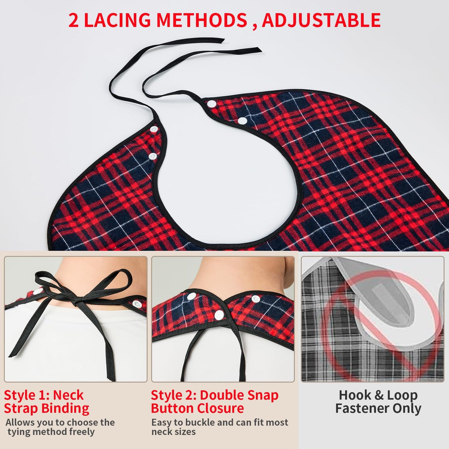 XKDOUS 2pcs Adult Bibs For Men Washable, Reusable Waterproof Large Bibs For Adult, Clothing Protector With Crumb Catcher,Bibs For Eating, Feeding Adult Bibs For Women Elderly Men Senior Citizens Gifts