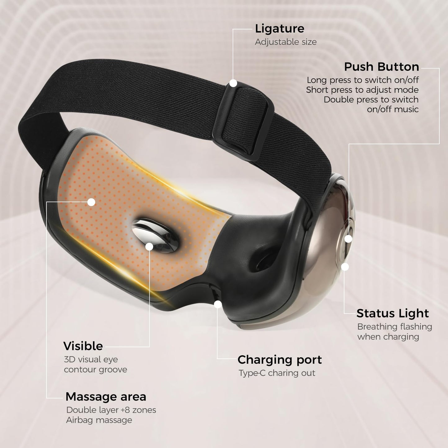 NOWWISH Mothers Day Gifts, Smart Eye Massager with Heat & Bluetooth Music for Reduce Eye Strain, Headache and Migraine Relief, Improve Sleep - Gifts for Women Men