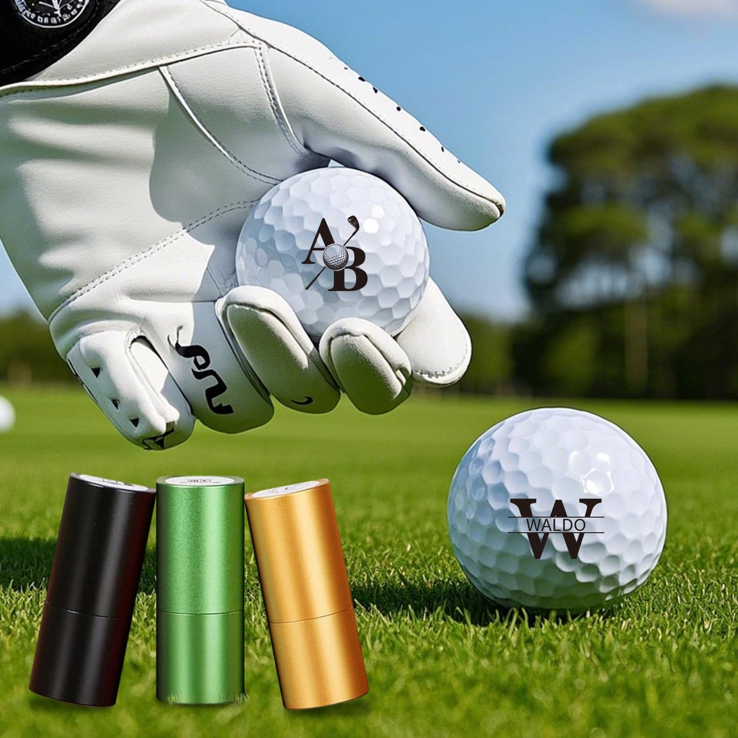 Terwex Custom Golf Ball Stamp, Personalized Golf Ball Stamp Markers with Ink, Create Your Unique Mark on Golf Balls, Waterproof Golf Ball Stamper Marking, Golf Gift Golf Accessories for Men Father