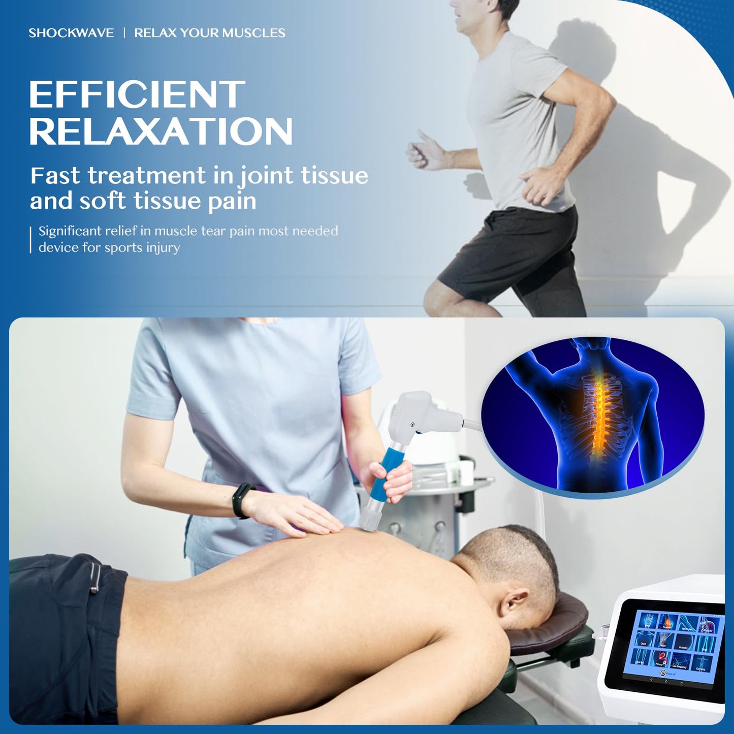 PUYGEH Shock Wave Therapy Machine for Joint Muscle Pain Relief Muscle and Bone Tissue 10 bar Pneumatic Therapy Machine Non-Invasive No Side Effects