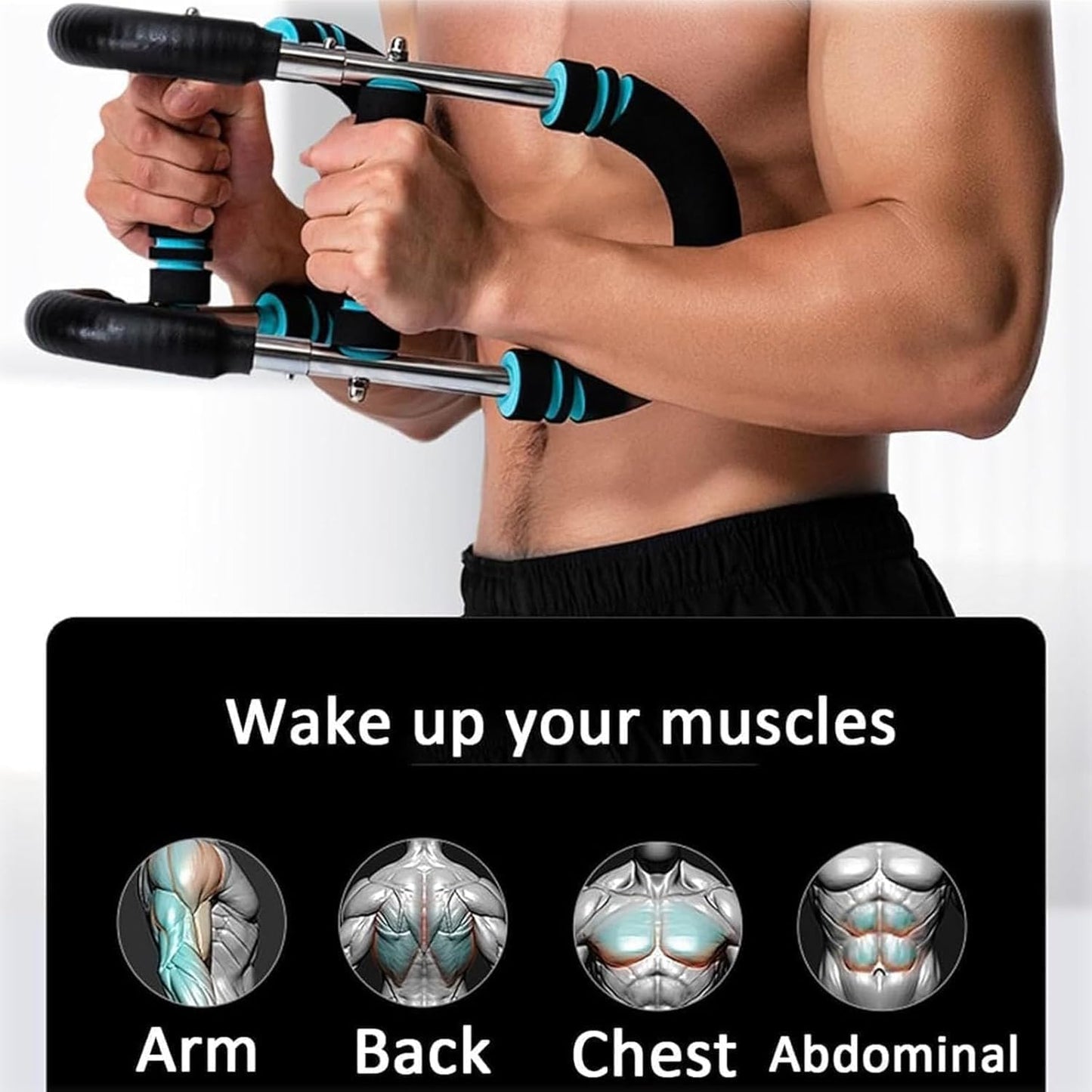 PowerTwist Arm Trainer, Adjustable 20-110lbs Chest Workout Equipment, Portable Arm and Chest Muscle Trainer, PowerTwist Arm Trainer, Upper Body Workout Equipment for Men and Women (40-90lbs Blue)
