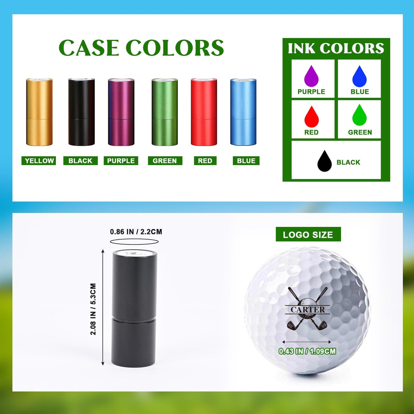 Terwex Custom Golf Ball Stamp, Personalized Golf Ball Stamp Markers with Ink, Create Your Unique Mark on Golf Balls, Waterproof Golf Ball Stamper Marking, Golf Gift Golf Accessories for Men Father