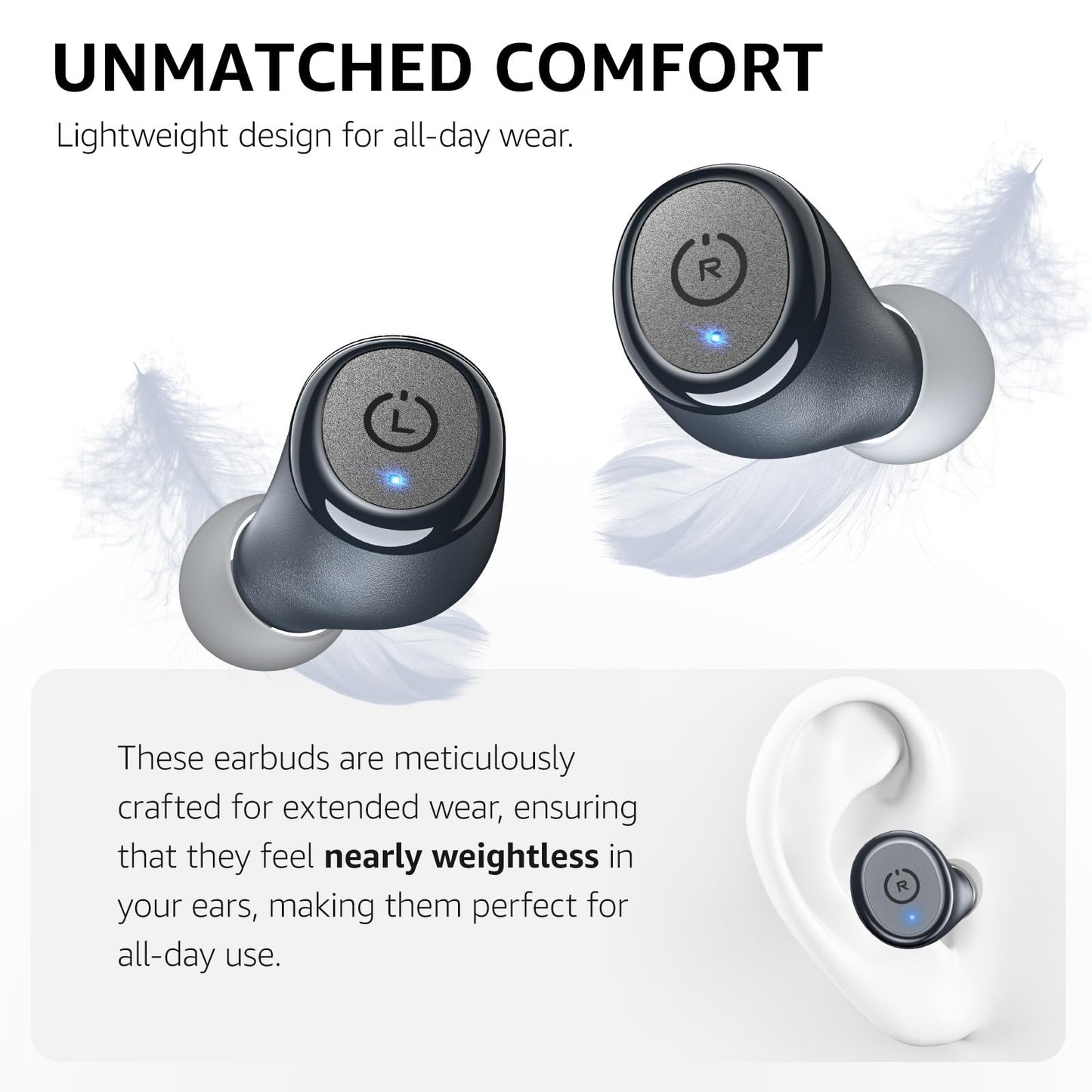 TOZO T10 Wireless Earbuds Bluetooth 5.3 Headphones, App Customize EQ, Ergonomic Design, 55H Playtime, Wireless Charging Case, IPX8 Waterproof Sound in-Ear Headset, 2025 New Version