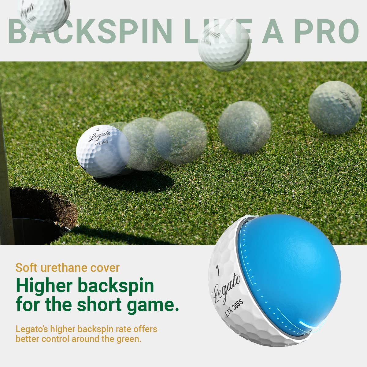 Legato Golf Balls LTX3085 | Designed to Help Golfers Break 90 | Maximized Distance with Soft Feel | 3 Piece | Urethane Cover | 85 Compression