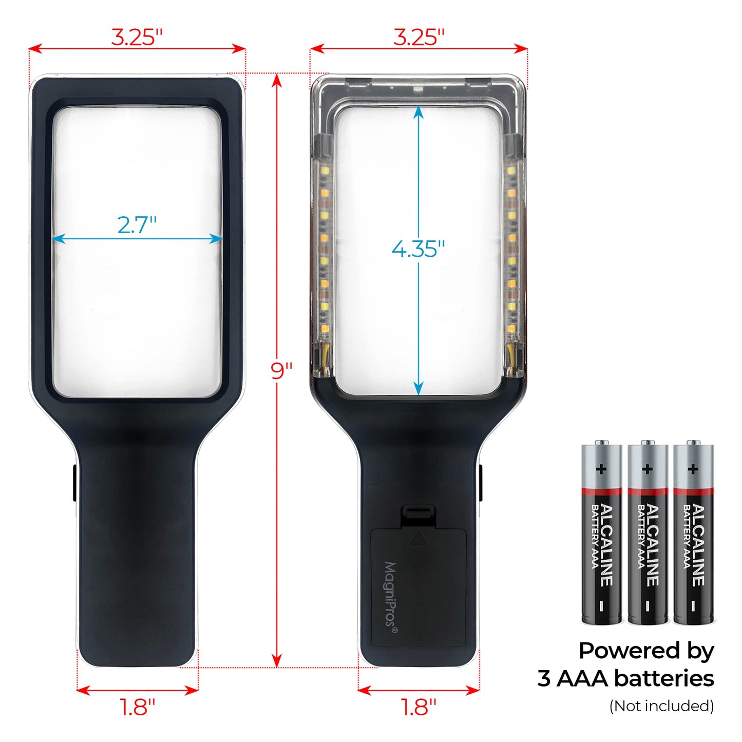 MagniPros Patented 6X Rechargeable Magnifying Glass with 3 Color Light Modes & Anti-Glare Lens - Relieve Eye Strain | Perfect for Low Vision Seniors, Macular Degeneration & Fine Print