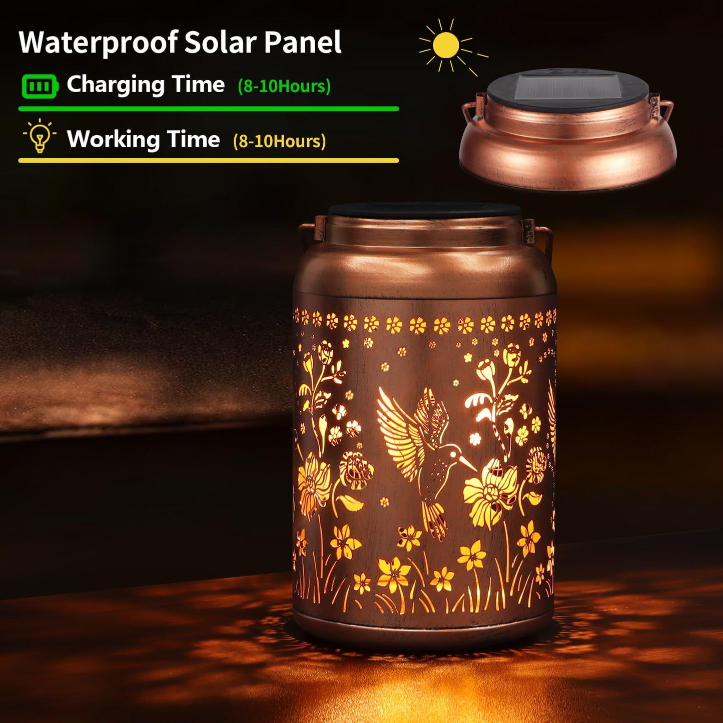 Mothers Day Gifts Solar Lanterns Outdoor Waterproof Hummingbird Garden Decor Gifts for Women Mom Grandma Hanging Solar Lights Metal Solar Decoration Outside for Yard, Backyard, Patio Deals