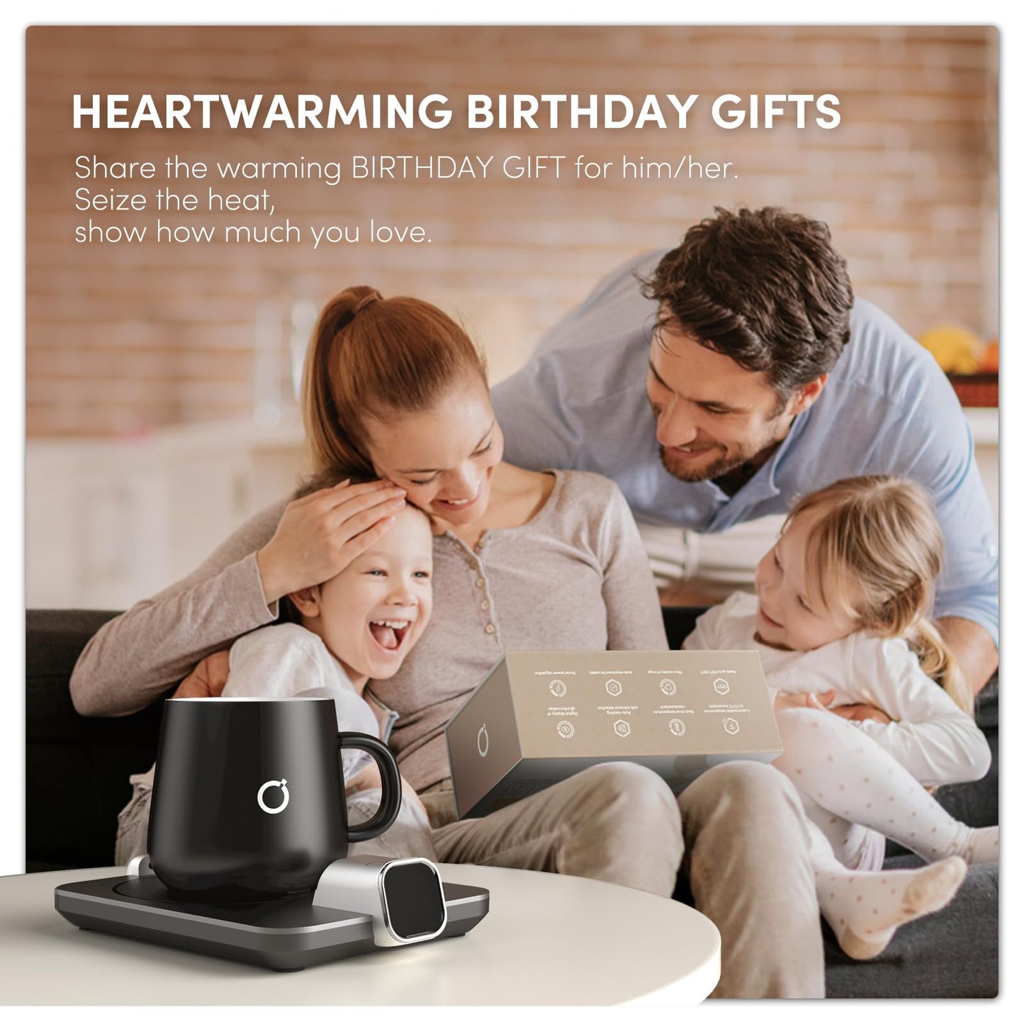 Smart Heated Coffee Mug Warmer & Mug Set - Heated Coffee Warmer with Auto Shut Off, 1°F Precise Temperature Control Coffee Warmer, Electric Mug Warmer for Desk, Birthday Gifts for Women and Men