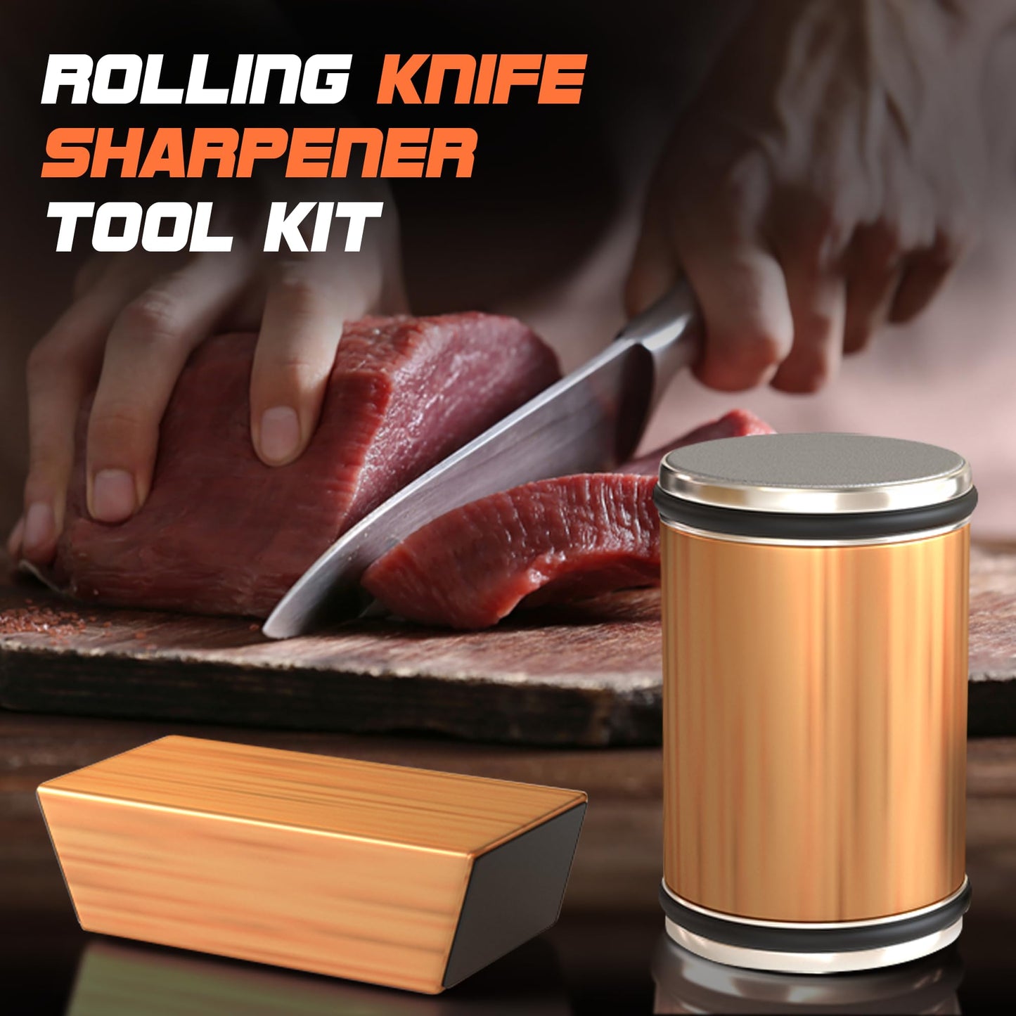 Silksway Gallery Rolling Knife Sharpener – Kitchen Knife Sharpener with Diamond Grinding Discs, 15° & 20° Magnetic Angles, Easy-to-Use Knife Sharpening Tool for Chef & Home Kitchen Knives