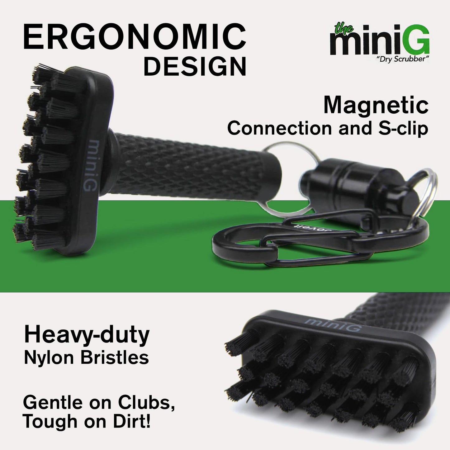 Grooveit Mini Golf Brush The Small MiniG 'Dry Scrubber' Features A Detachable Magnet, Heavy-Duty Nylon Bristles, and 3-Yr Warranty - Used On All Professional Golf Tours - Golf Accessory of 2023