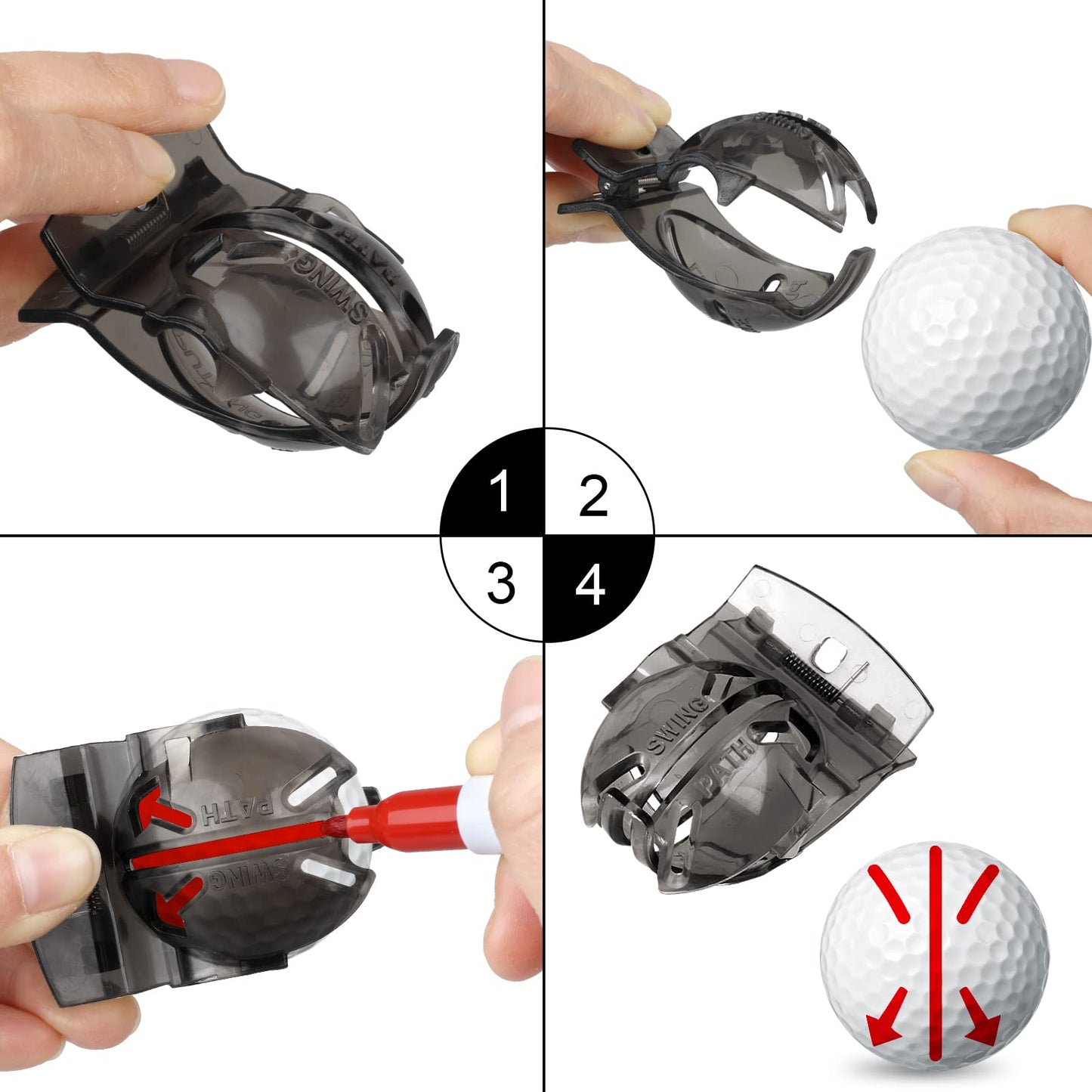 8 Pack Golf Ball Marker Liner Drawing Marker, 4 Golf Ball Marker Stencil and 4 Color Golf Ball Markers, Golf Ball Line Marker Tool, Golf Ball Alignment Marking Tool for The Golfer