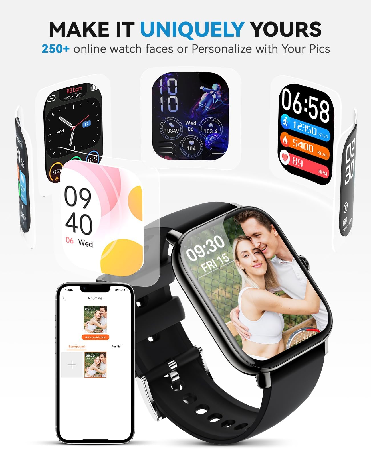 Smart Watch for Women Men- Answer/Make Call, 2025 IP68 Waterproof Fitness Step Sleep Tracker Watch with Monitor Activity Counter Smartwatch for Andriod iPhone iOS Samsung Compatible