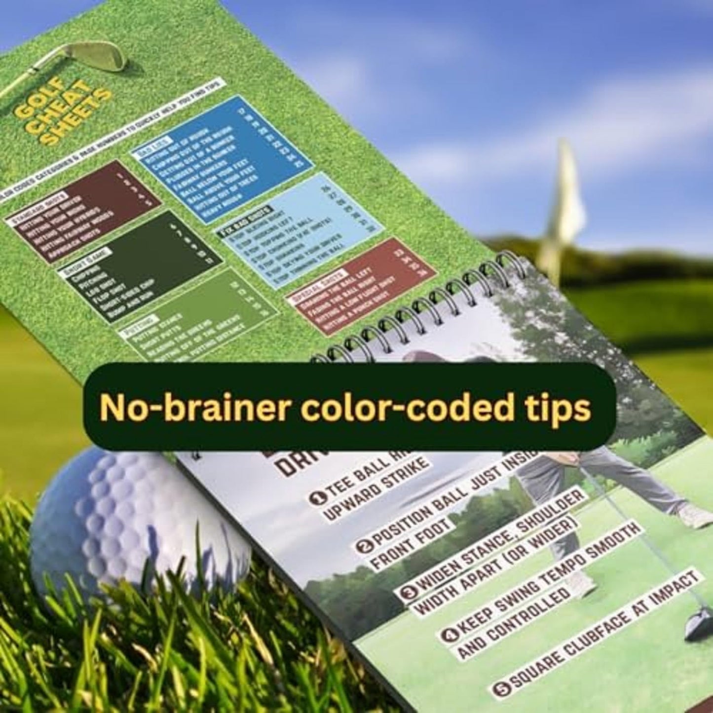 Golf Cheat Sheets β Guide for Golf Swing Improvement - 175+ Essential Tips for 36 Different Shots β Waterproof and Durable Pocket Golf Training Aid - Ultimate Golf Accessories for Golf Swing Training
