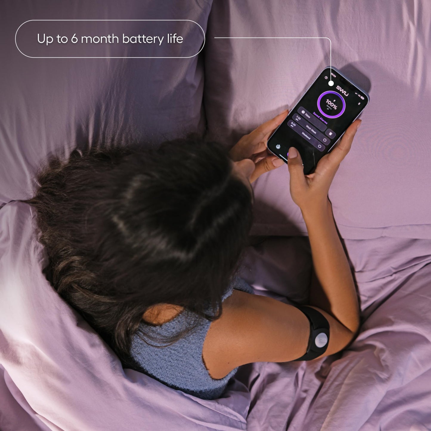 SilentWakeUp Wearable Silent Alarm Clock | Gradual Vibrating Wake-Up for Heavy Sleepers, Couples, and Students | Vibrating Alarm | Comfortable Mesh Armband | Wake Up On Time Without Disturbing Others