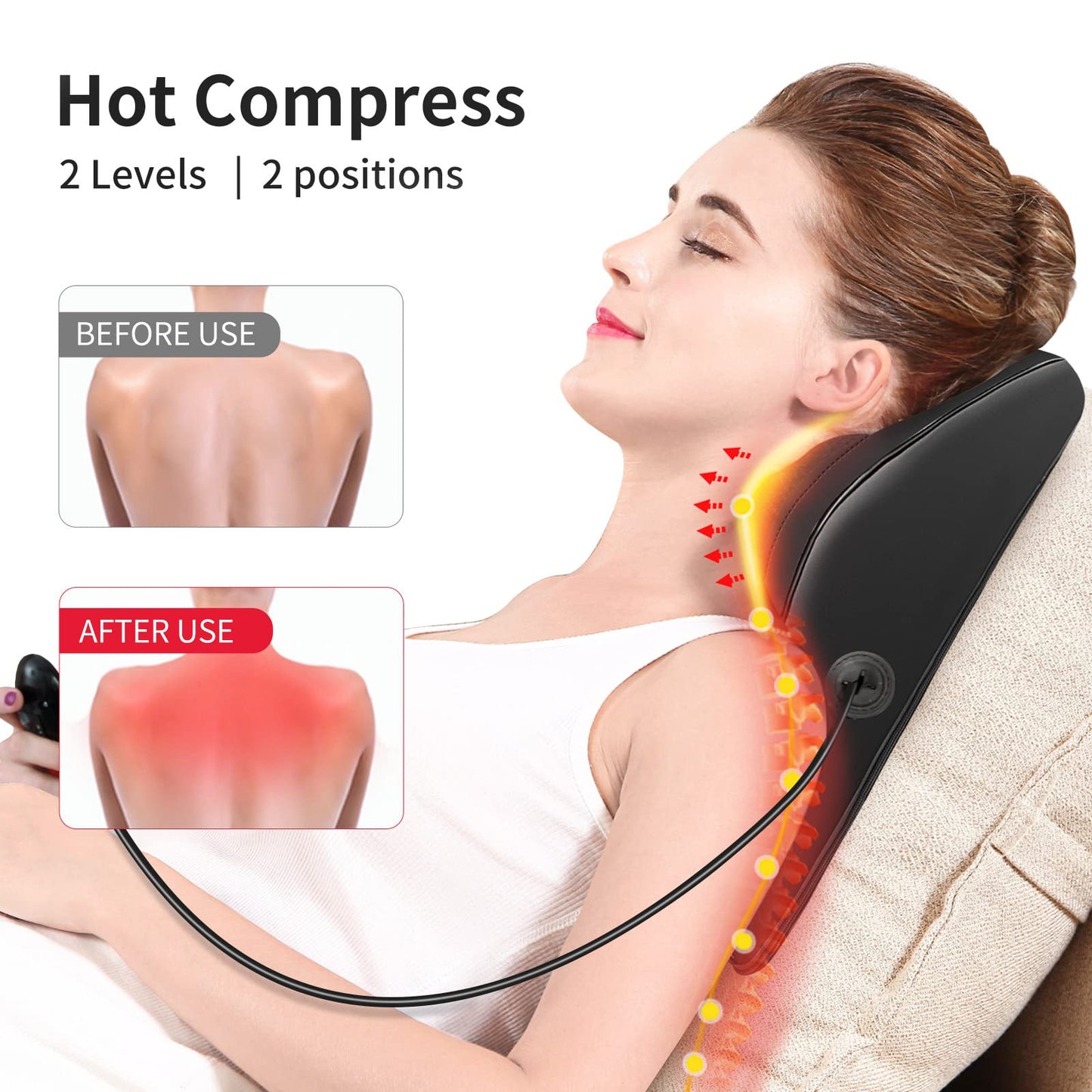 Neck Back Massager with Heat, Electric Massagers for Neck and Back, 3D Kneading Massage Pillow for Back, Neck, Shoulder, Leg Pain Relief, Gifts for Women Men Mom Dad