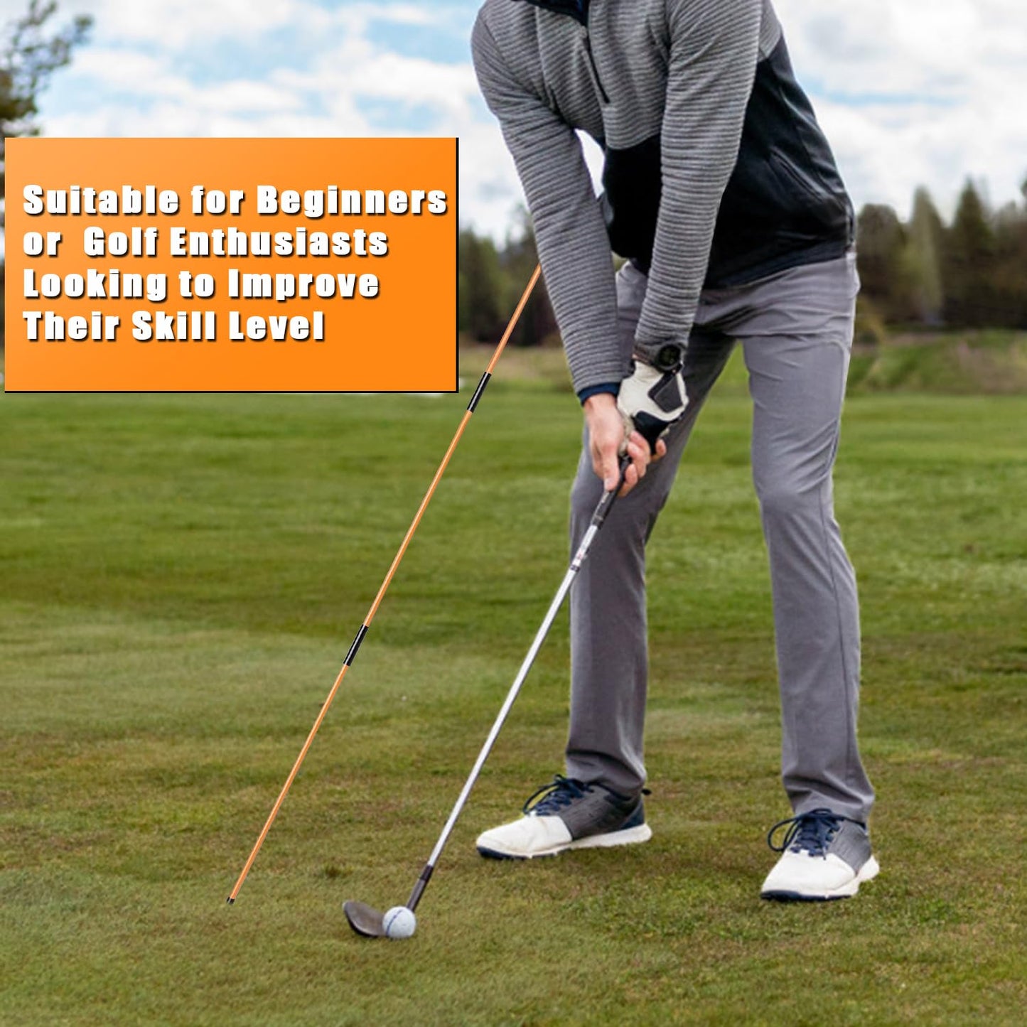 BIRDIEBLAST Professional Collapsible Golf Alignment Sticks, 48" Alignment Golf Stick Ideal for Aiming, Putting and Swing Practice (2)