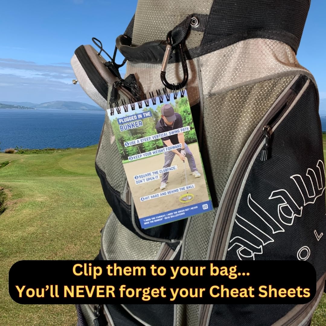 Golf Cheat Sheets β Guide for Golf Swing Improvement - 175+ Essential Tips for 36 Different Shots β Waterproof and Durable Pocket Golf Training Aid - Ultimate Golf Accessories for Golf Swing Training