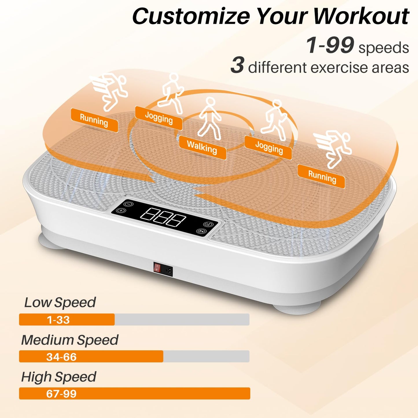 Vibration Plate Exercise Machine for Lymphatic Drainage - 400LBS Capacity Whole Body Vibration Platform with 99 Speeds & Bluetooth Music, Home Gym Equipment for Weight Loss & Fitness