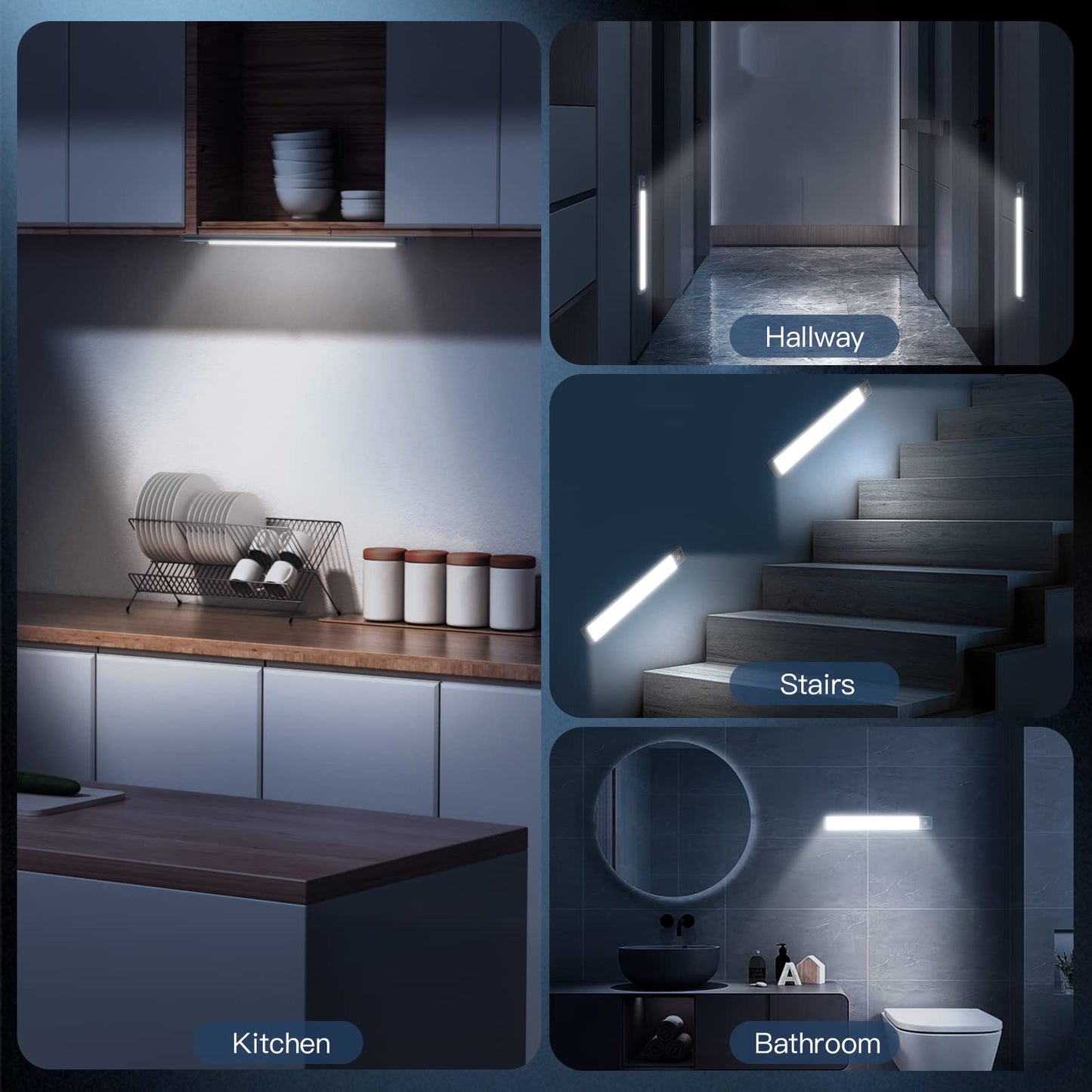 Under Cabinet Lighting,40 LED Rechargeable Battery Operated Motion Sensor Light Indoor, 2 Pack Magnetic Dimmable Closet Lights, Wireless Under Counter Lights for Kitchen, Stairs