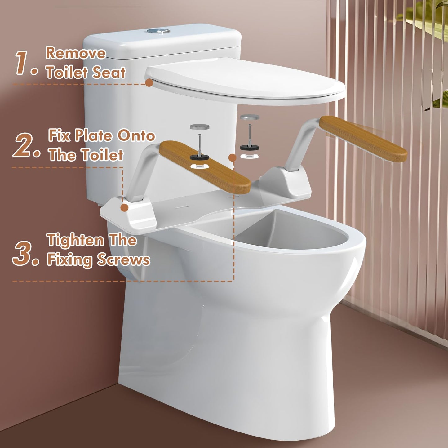 HEINSY Toilet Safety Rail, Heavy Duty Foldable Toilet Handrail, Aluminum Alloy Support Up to 480LBS Perfect for Elderly Senior Handicap Pregnant