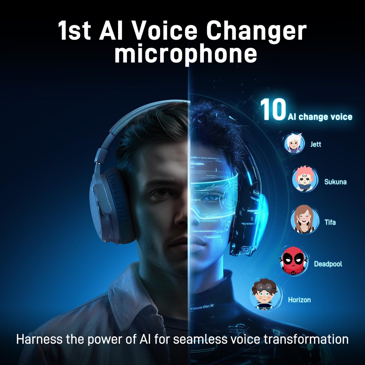 MAONO Wireless Gaming Microphone for PC, Condenser USB Mic with Software AI Voice Change, Noise Cancellation, Custom RGB Lights, Mute,Monitor,Gain Mic for Streaming Recording Podcast DM40 Pro Black