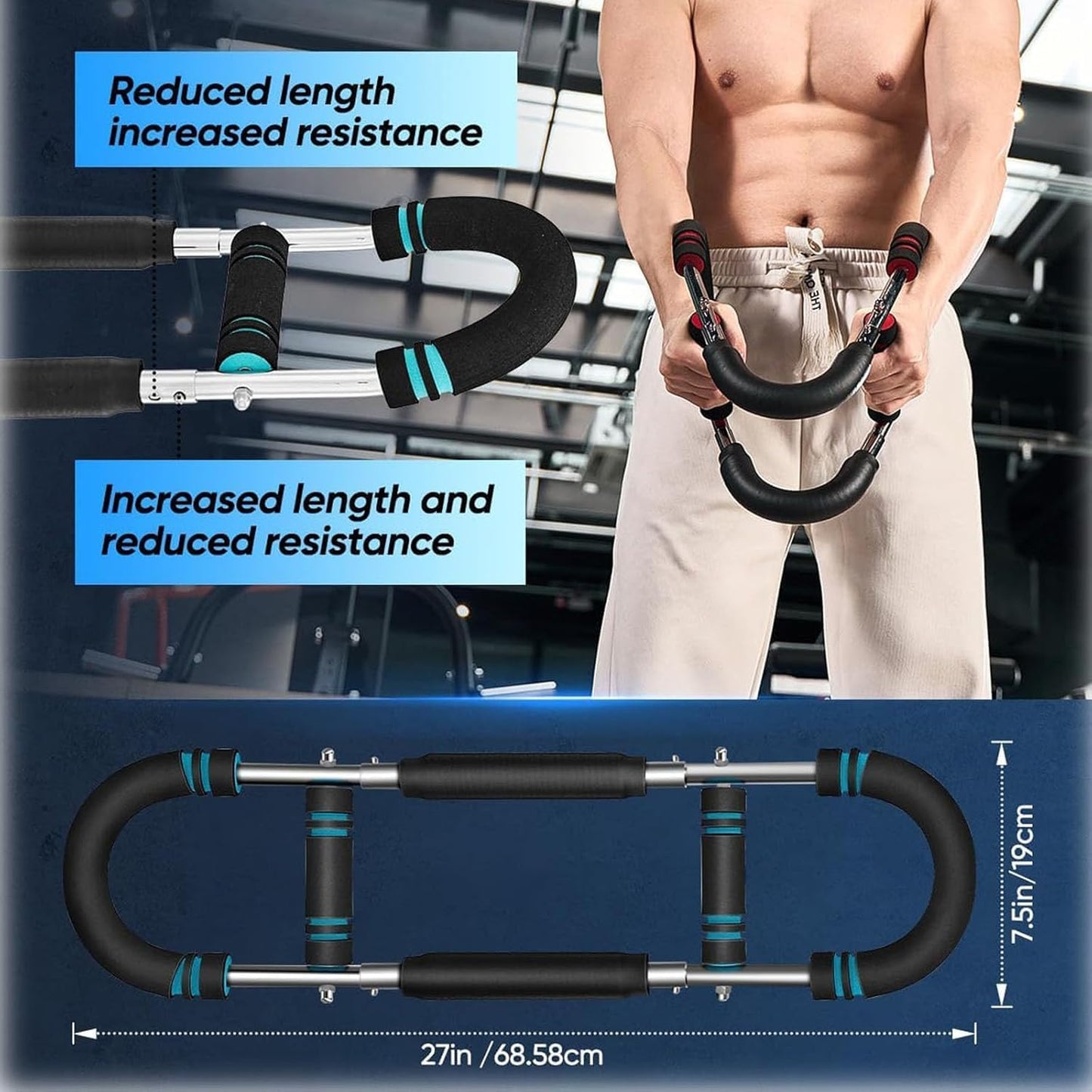 PowerTwist Arm Trainer, Adjustable 20-110lbs Chest Workout Equipment, Portable Arm and Chest Muscle Trainer, PowerTwist Arm Trainer, Upper Body Workout Equipment for Men and Women (40-90lbs Blue)