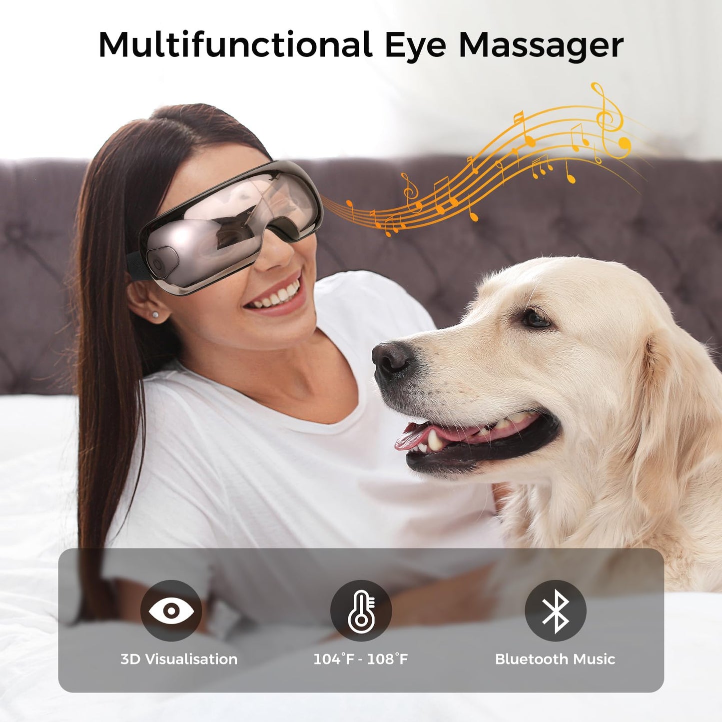 NOWWISH Mothers Day Gifts, Smart Eye Massager with Heat & Bluetooth Music for Reduce Eye Strain, Headache and Migraine Relief, Improve Sleep - Gifts for Women Men