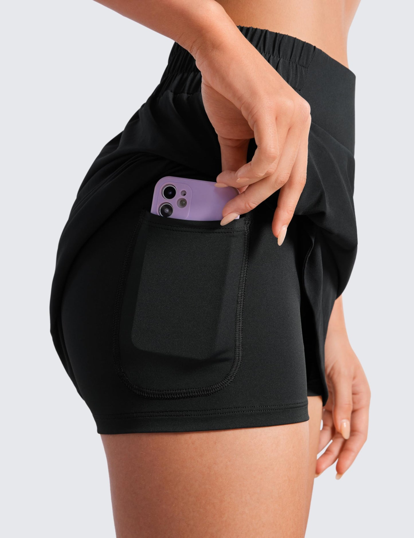 CRZ YOGA High Waisted Golf Skirts for Women A Line Tennis Athletic Casual Skort with Inner Shorts Pockets Black X-Large