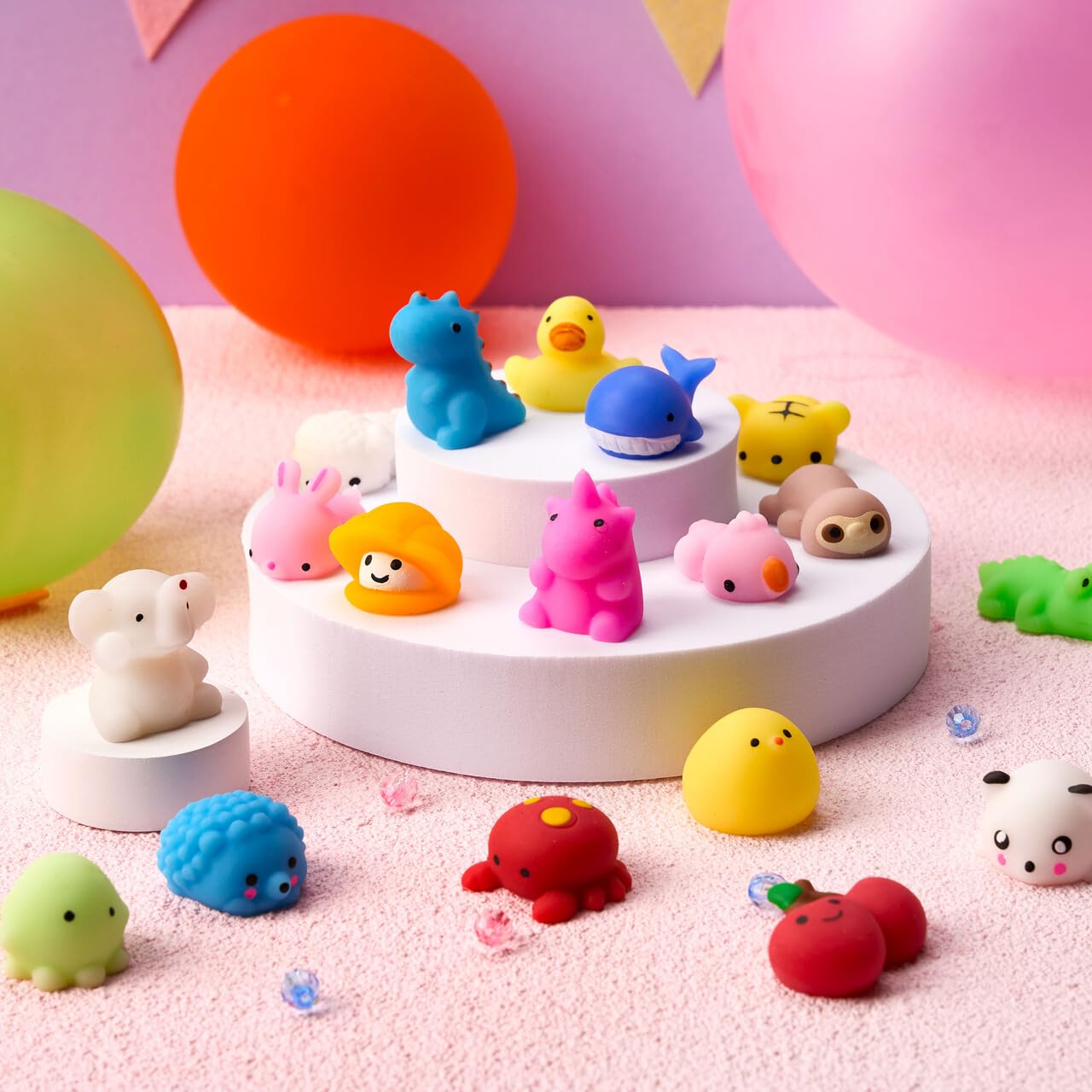 JOYIN Mochi Squishy Toys Set, Random 25 Pack Mini Mochi, Party Favors for Kids, Kawaii Squishy, Stress Relief Toys, Basket Stuffers, Goodie Bags Fillers, Birthday Gifts, Classroom Prizes